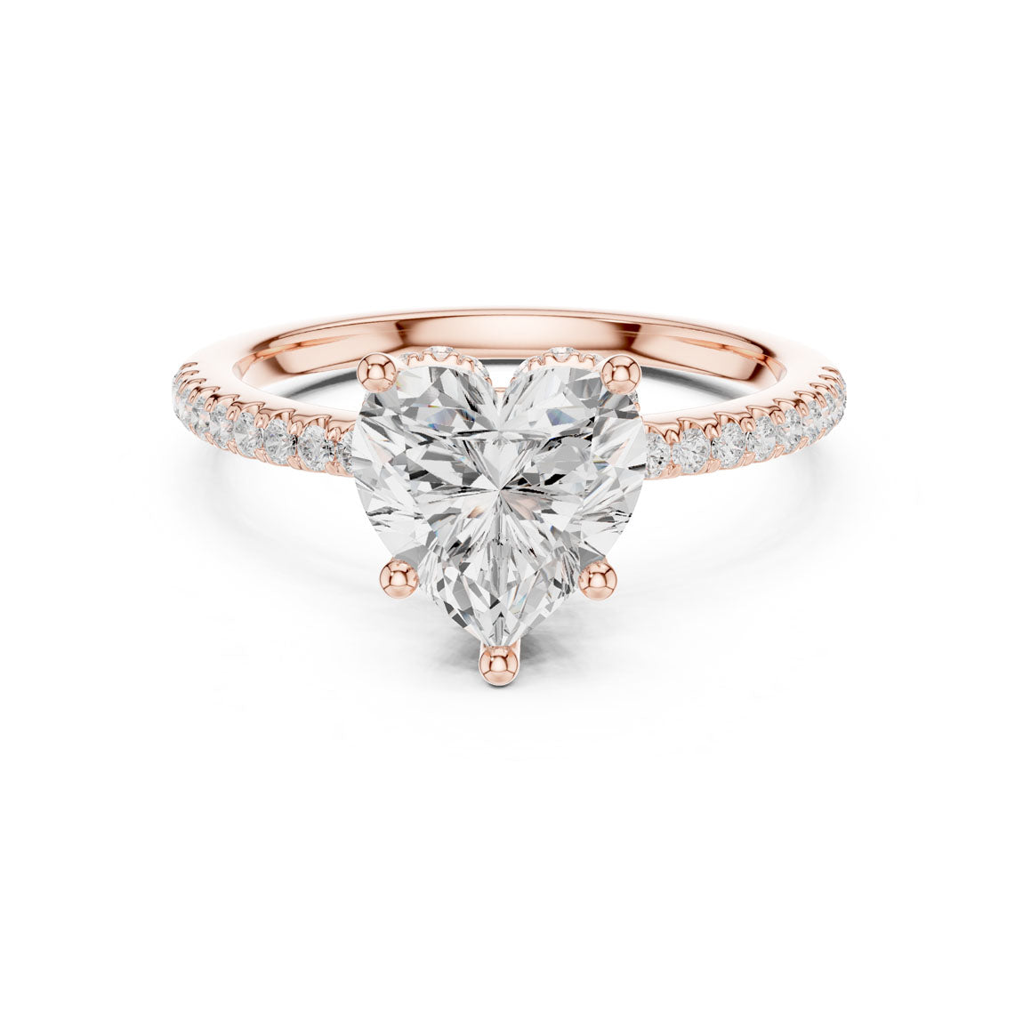 2.30 Ct. Heart Diamond Hidden Halo Pavé Ring (DDLR-177 - HR) 6