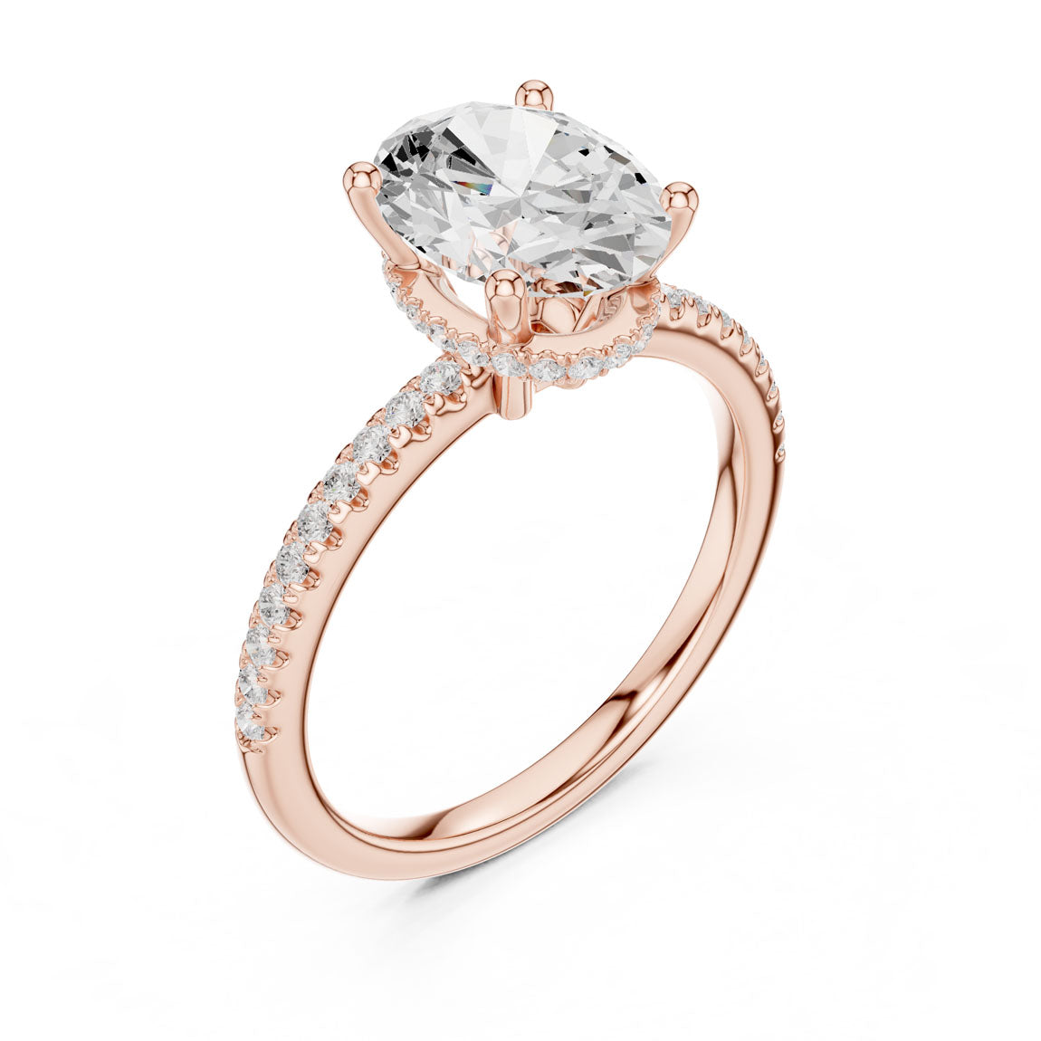 2.30 Ct. Oval Diamond Hidden Halo Pavé Ring (DDLR-177 - OV) 7