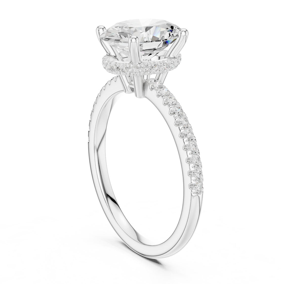 2.30 Ct. Oval Diamond Hidden Halo Pavé Ring (DDLR-177 - OV) 11