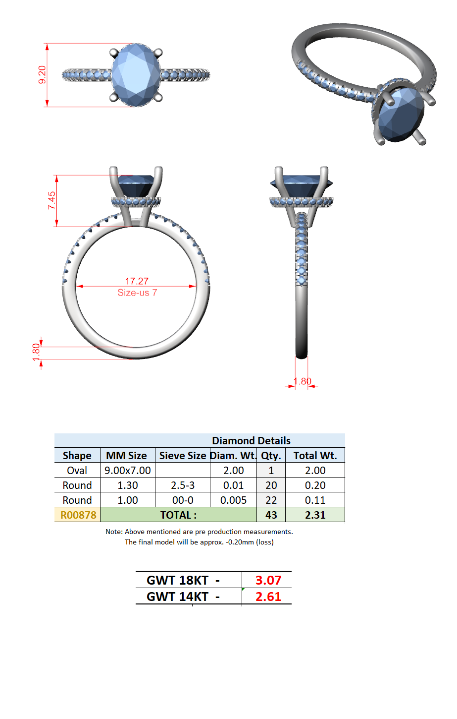 2.30 Ct. Oval Diamond Hidden Halo Pavé Ring (DDLR-177 - OV) 13