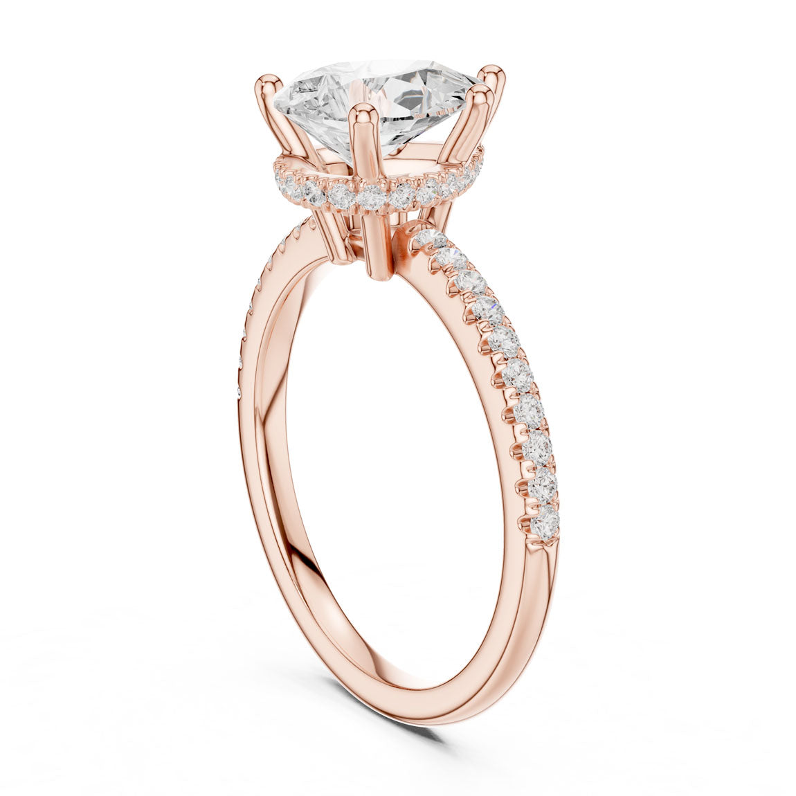 2.30 Ct. Pear Diamond Hidden Halo Pavé Ring (DDLR-177 - PE) 11