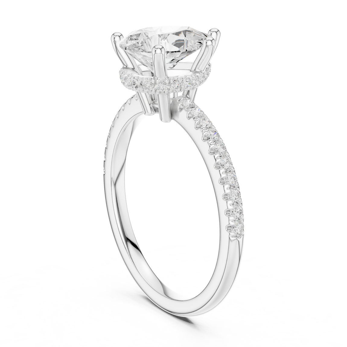 2.30 Ct. Pear Diamond Hidden Halo Pavé Ring (DDLR-177 - PE) 9