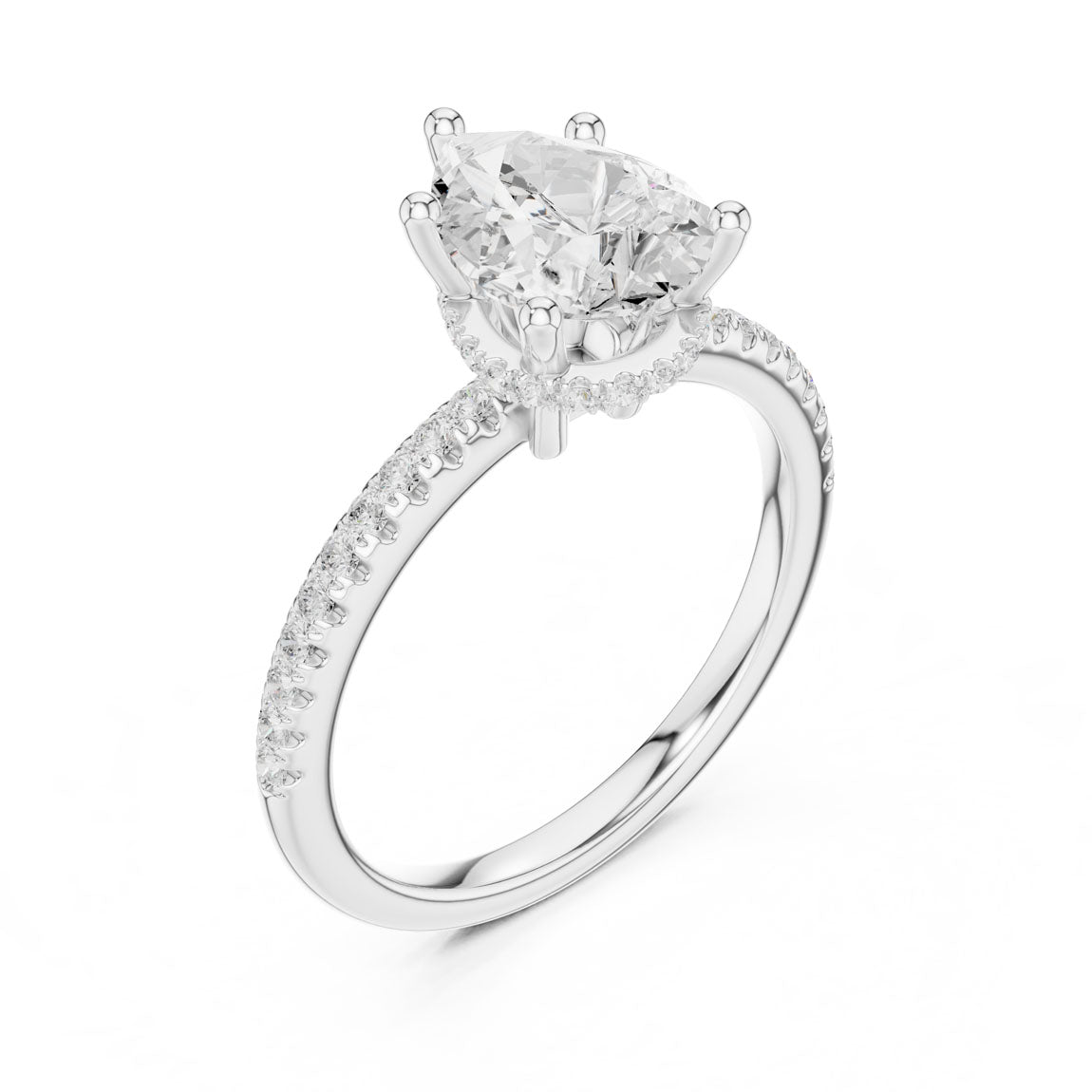 2.30 Ct. Pear Diamond Hidden Halo Pavé Ring (DDLR-177 - PE) 7