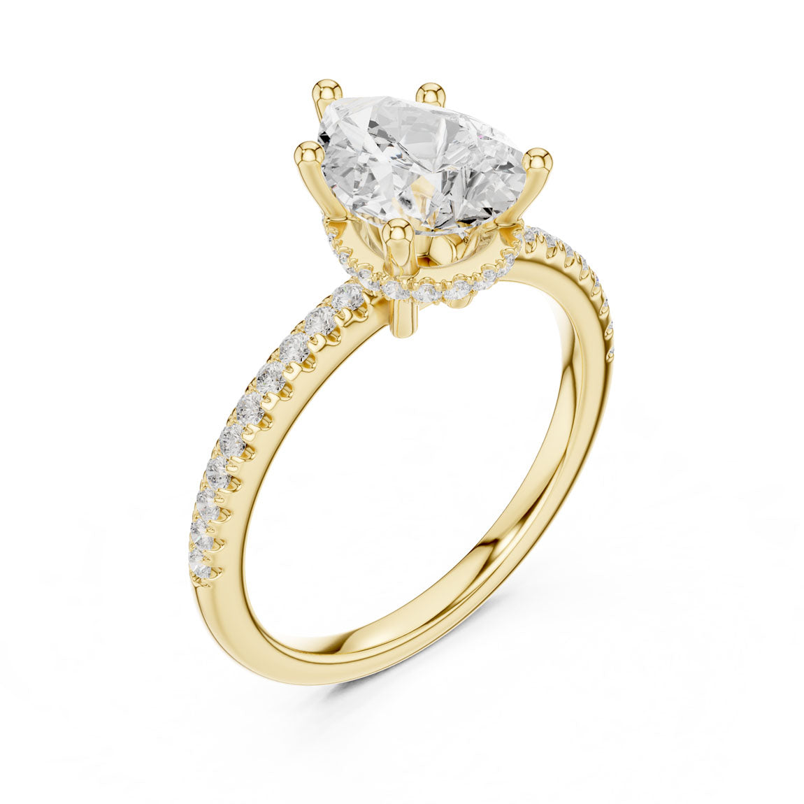 2.30 Ct. Pear Diamond Hidden Halo Pavé Ring (DDLR-177 - PE)