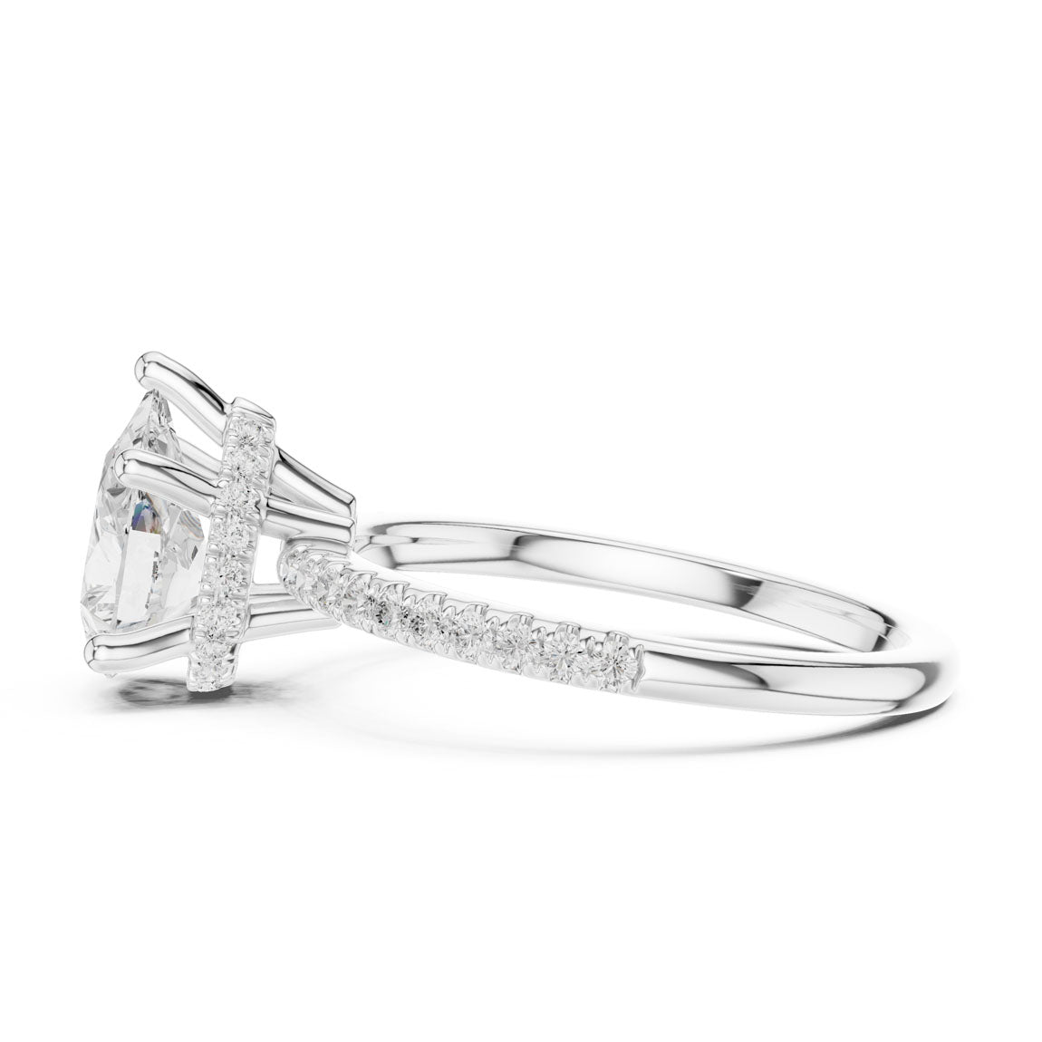 2.30 Ct. Pear Diamond Hidden Halo Pavé Ring (DDLR-177 - PE) 8