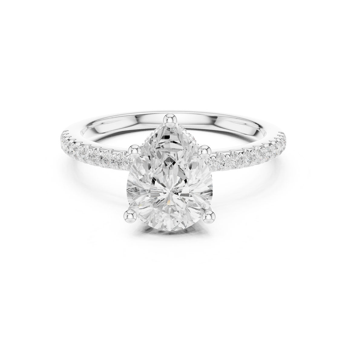 2.30 Ct. Pear Diamond Hidden Halo Pavé Ring (DDLR-177 - PE) 6