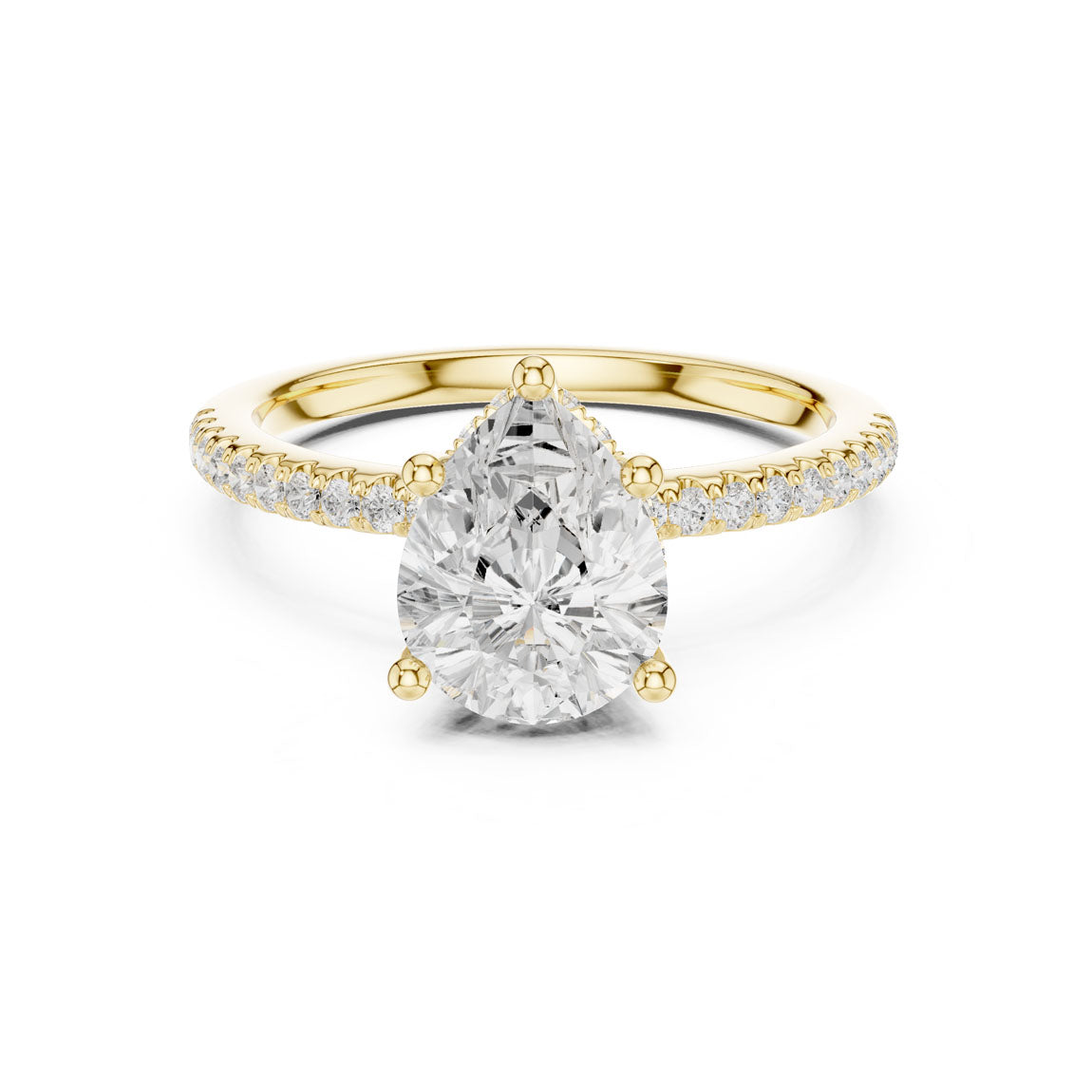 2.30 Ct. Pear Diamond Hidden Halo Pavé Ring (DDLR-177 - PE) 3