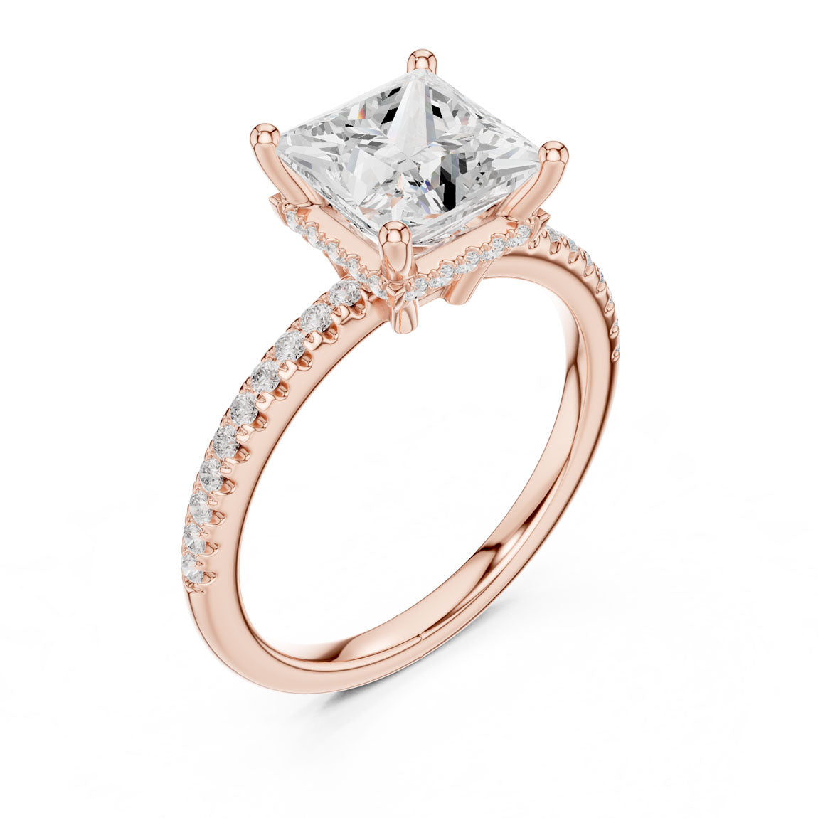 2.30 Ct. Princess Diamond Hidden Halo Pavé Ring (DDLR-177 - PR) 7