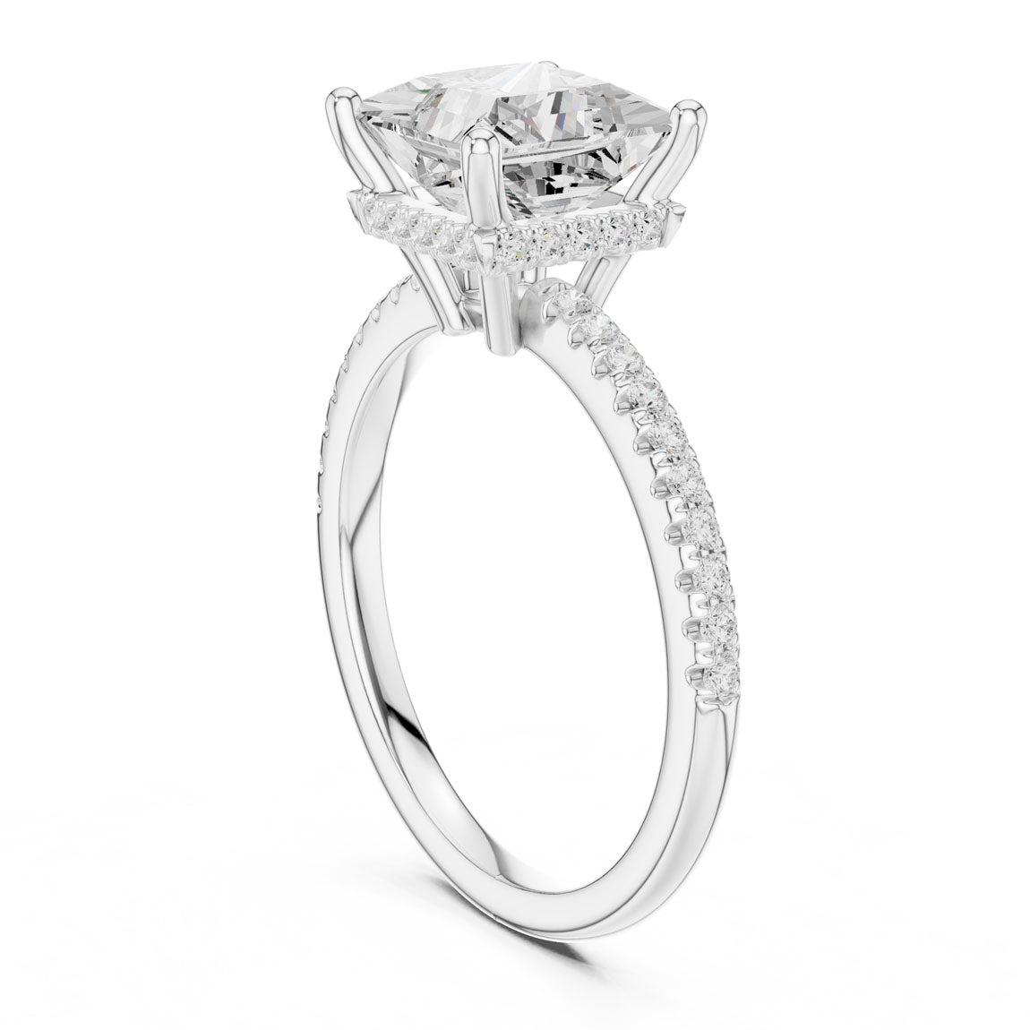 2.30 Ct. Princess Diamond Hidden Halo Pavé Ring (DDLR-177 - PR) 11