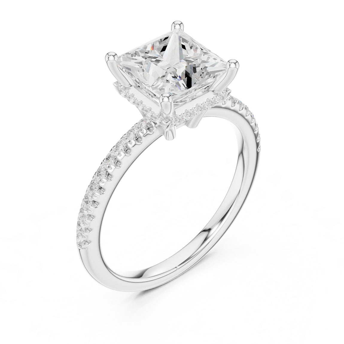 2.30 Ct. Princess Diamond Hidden Halo Pavé Ring (DDLR-177 - PR) 10