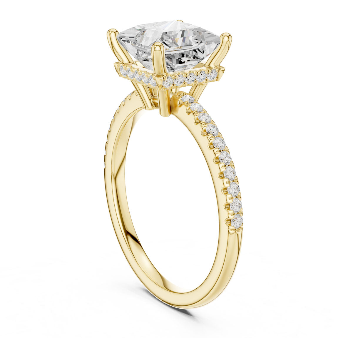 2.30 Ct. Princess Diamond Hidden Halo Pavé Ring (DDLR-177 - PR) 4