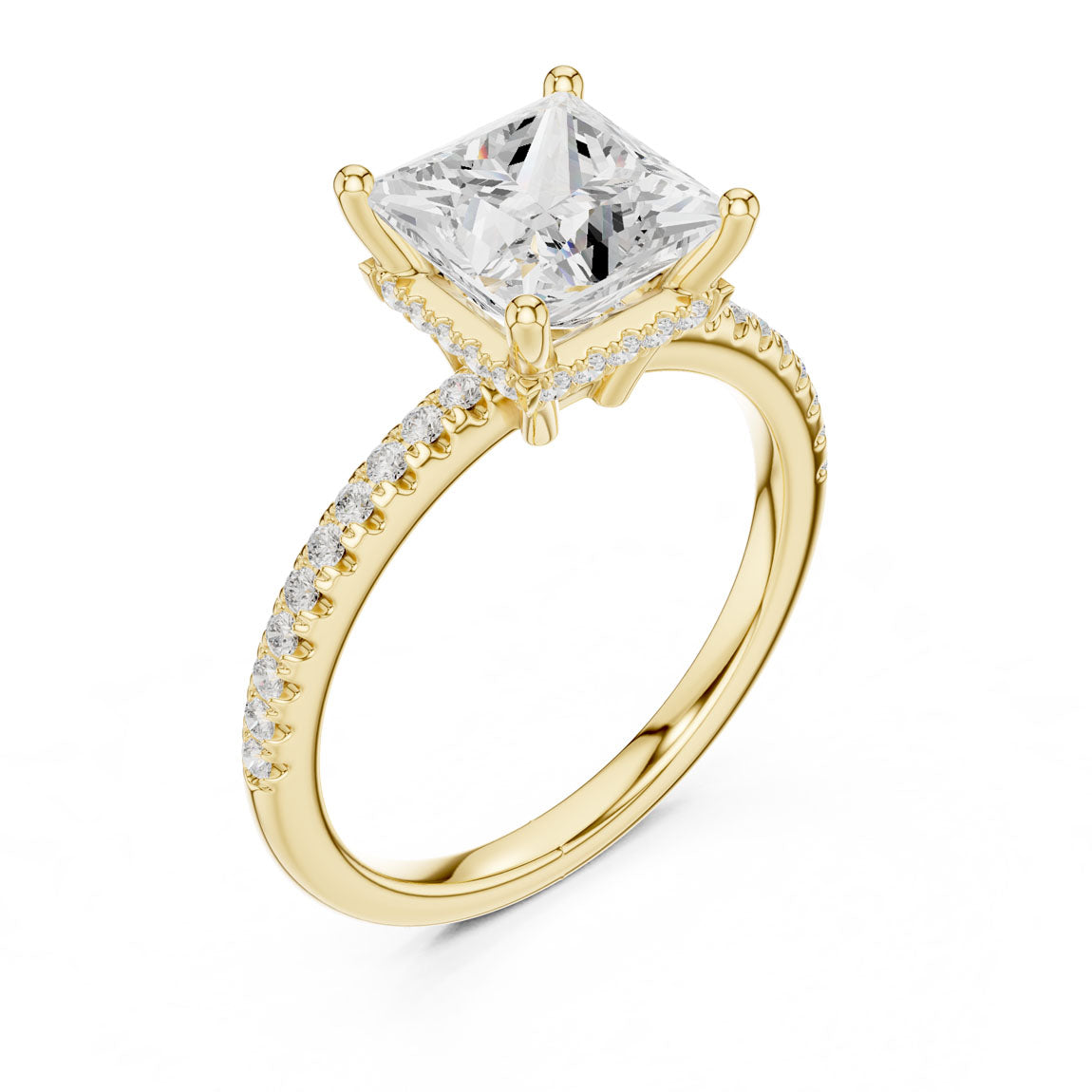2.30 Ct. Princess Diamond Hidden Halo Pavé Ring (DDLR-177 - PR)