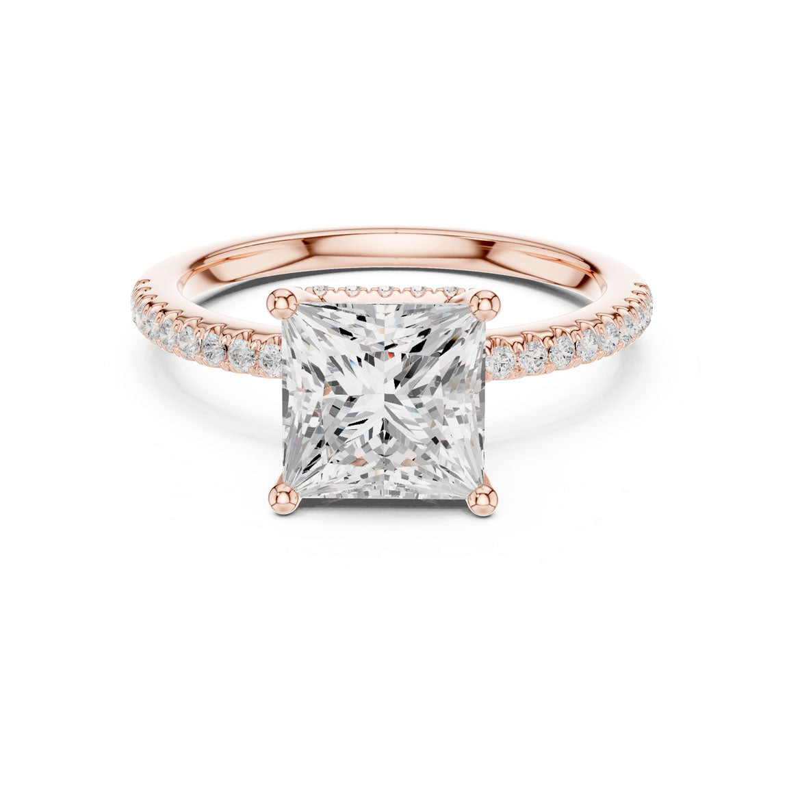 2.30 Ct. Princess Diamond Hidden Halo Pavé Ring (DDLR-177 - PR) 6
