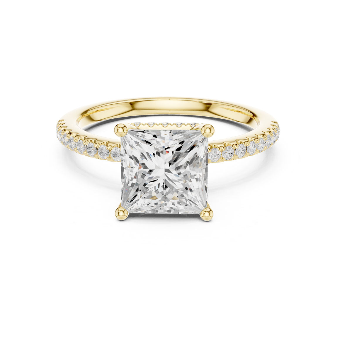 2.30 Ct. Princess Diamond Hidden Halo Pavé Ring (DDLR-177 - PR) 3