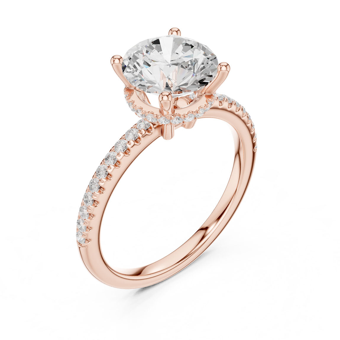 2.30 Ct. Round Diamond Hidden Halo Pavé Ring (DDLR-177 - RD) 5