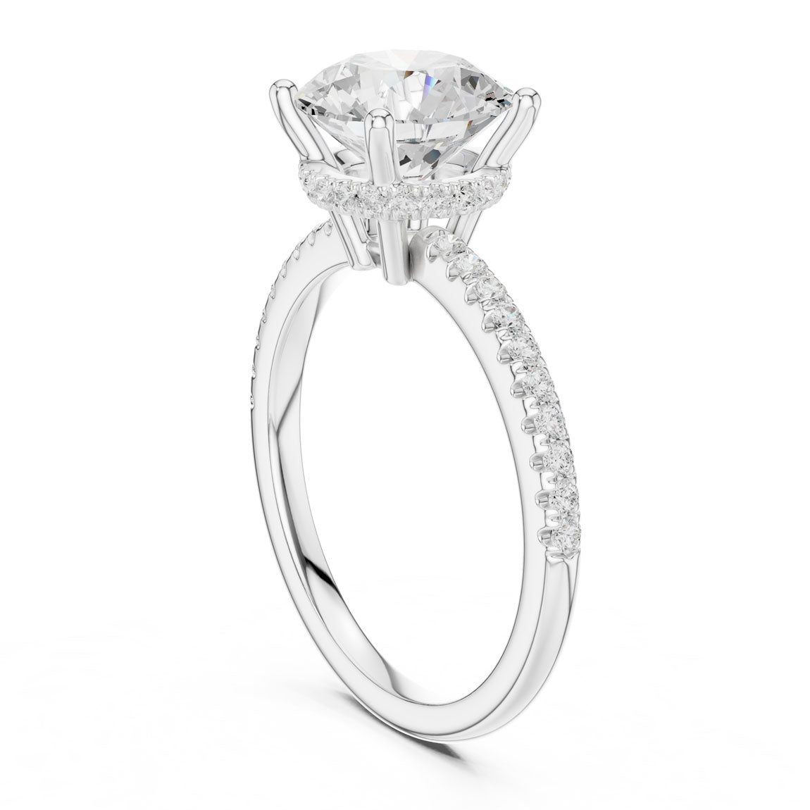 2.30 Ct. Round Diamond Hidden Halo Pavé Ring (DDLR-177 - RD) 8