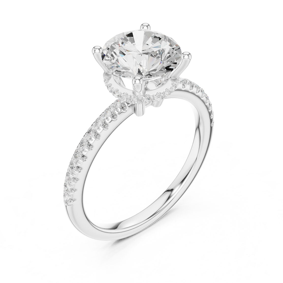 2.30 Ct. Round Diamond Hidden Halo Pavé Ring (DDLR-177 - RD) 7