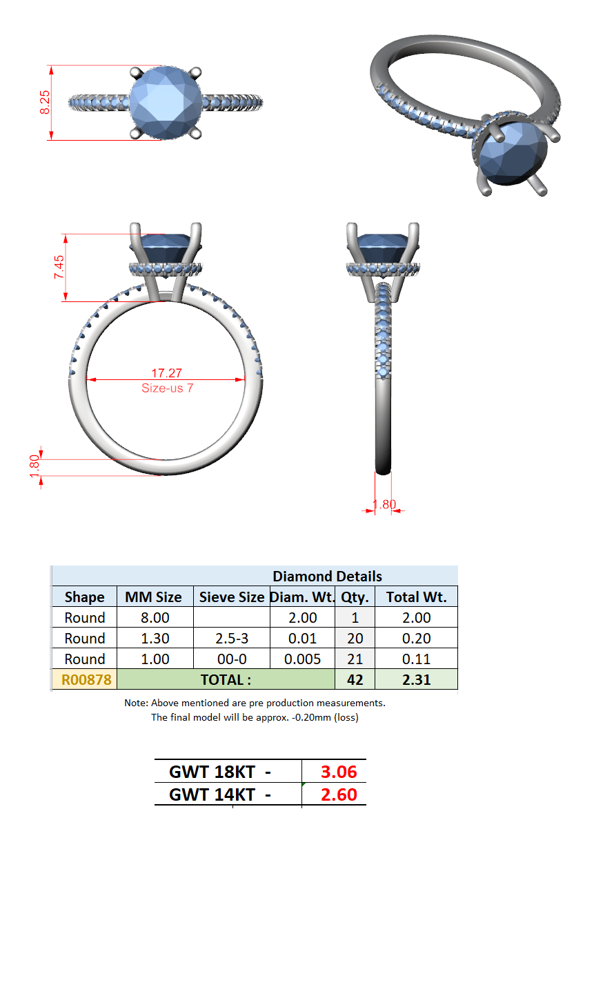 2.30 Ct. Round Diamond Hidden Halo Pavé Ring (DDLR-177 - RD) 10