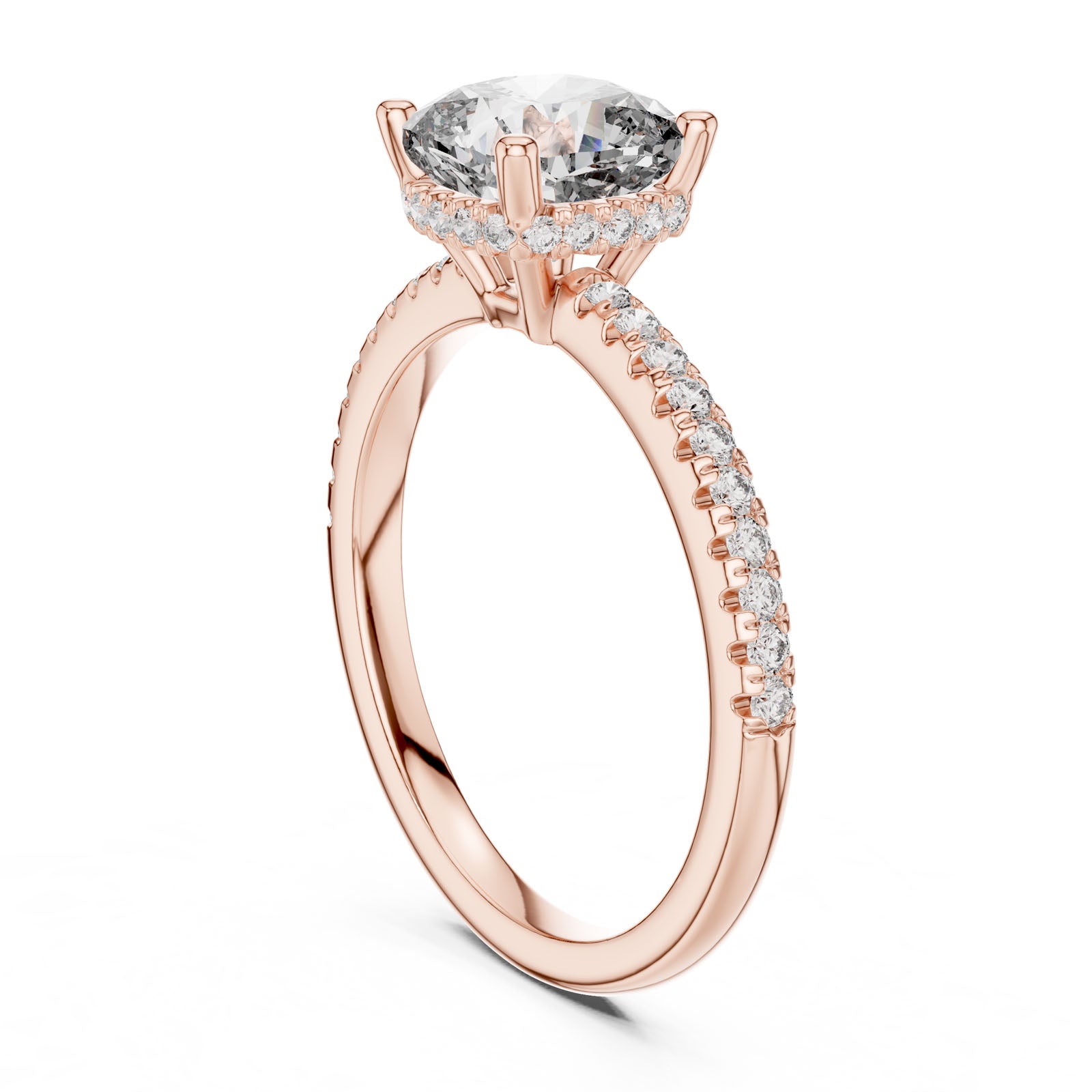 2.30 Ct. Cushion Cut Diamond Ring with Hidden Halo and Pavé Band (DDLR-177) 12