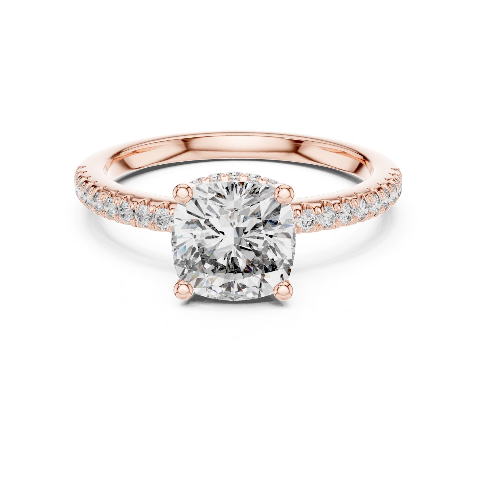 2.30 Ct. Cushion Cut Diamond Ring with Hidden Halo and Pavé Band (DDLR-177) 5