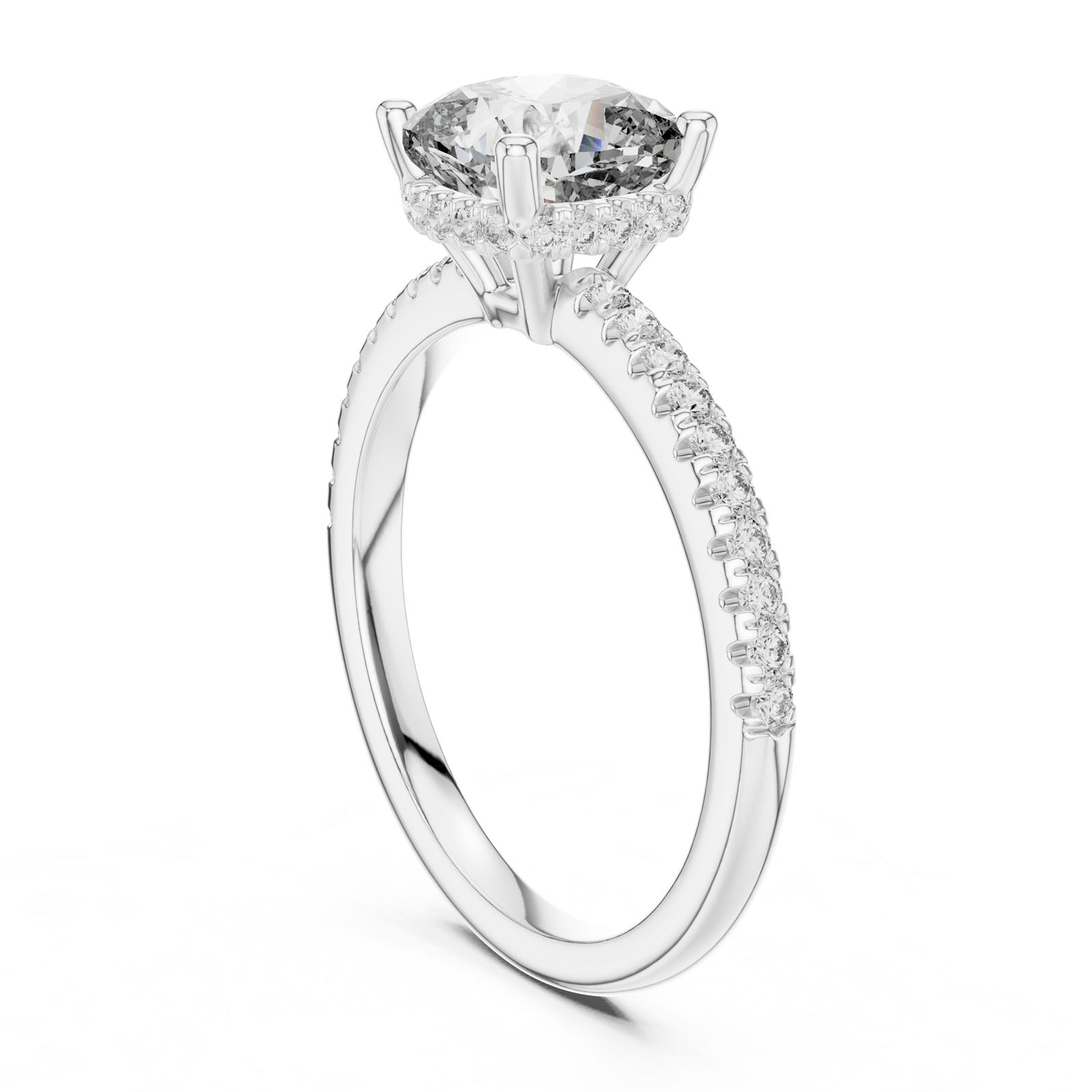 2.30 Ct. Cushion Cut Diamond Ring with Hidden Halo and Pavé Band (DDLR-177) 6