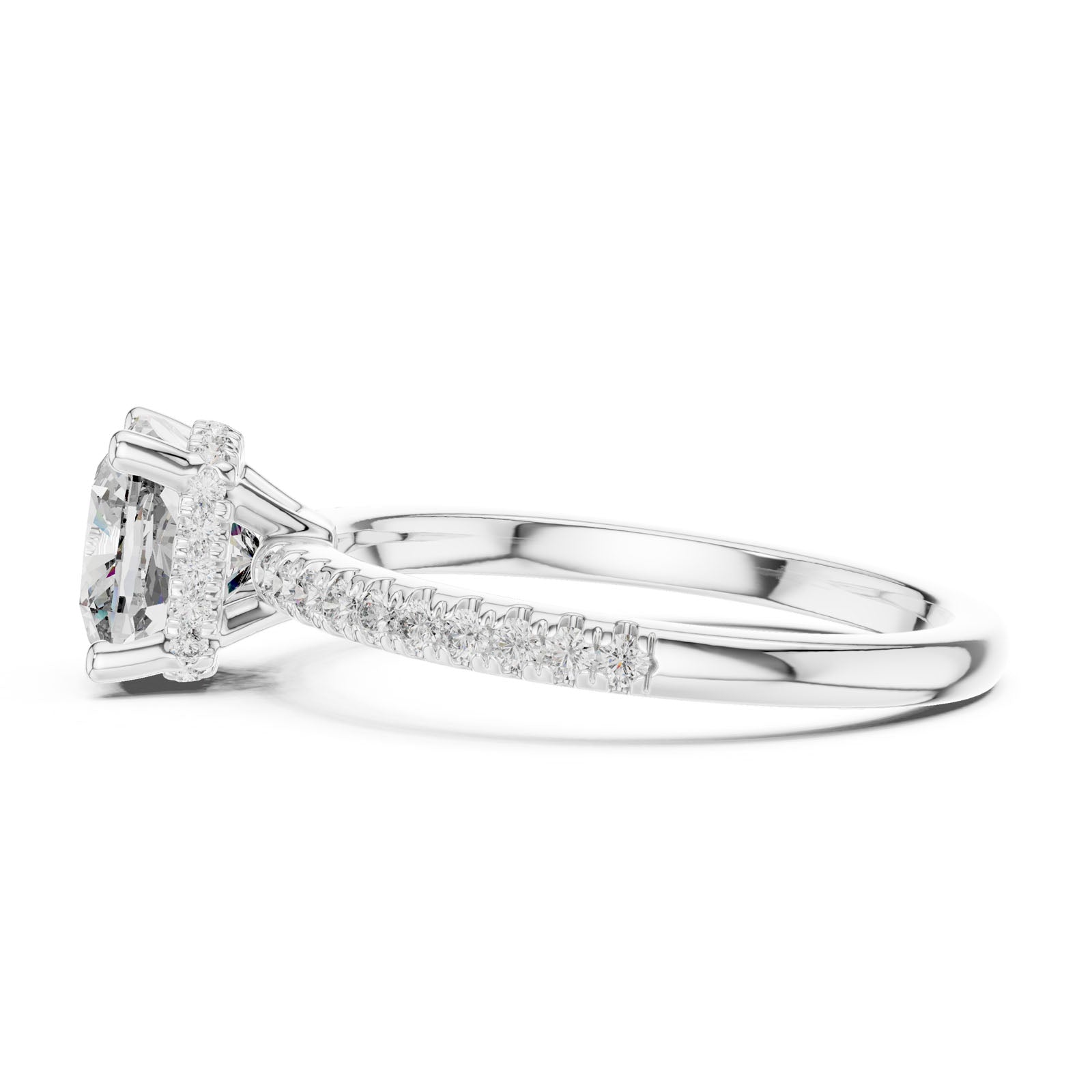 2.30 Ct. Cushion Cut Diamond Ring with Hidden Halo and Pavé Band (DDLR-177) 8