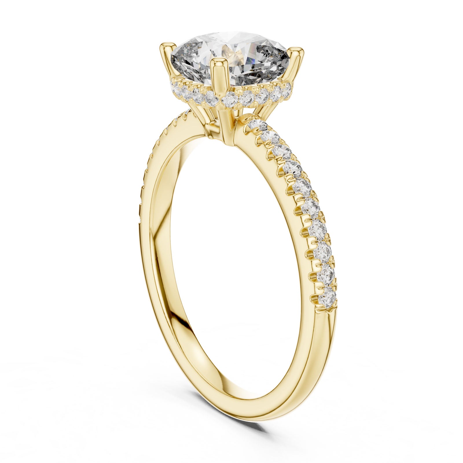 2.30 Ct. Cushion Cut Diamond Ring with Hidden Halo and Pavé Band (DDLR-177) 9