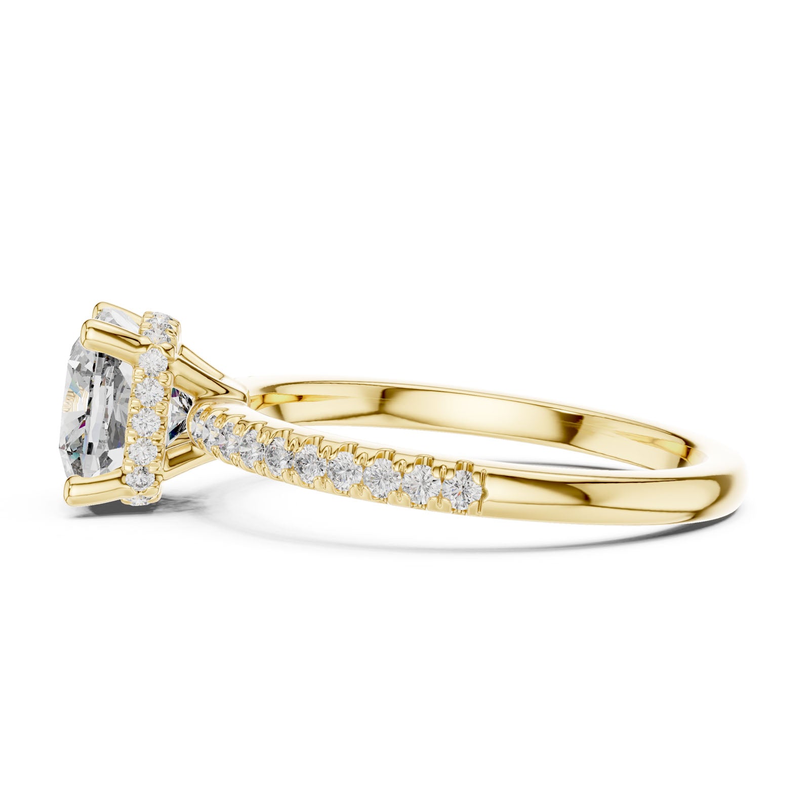 2.30 Ct. Cushion Cut Diamond Ring with Hidden Halo and Pavé Band (DDLR-177) 10