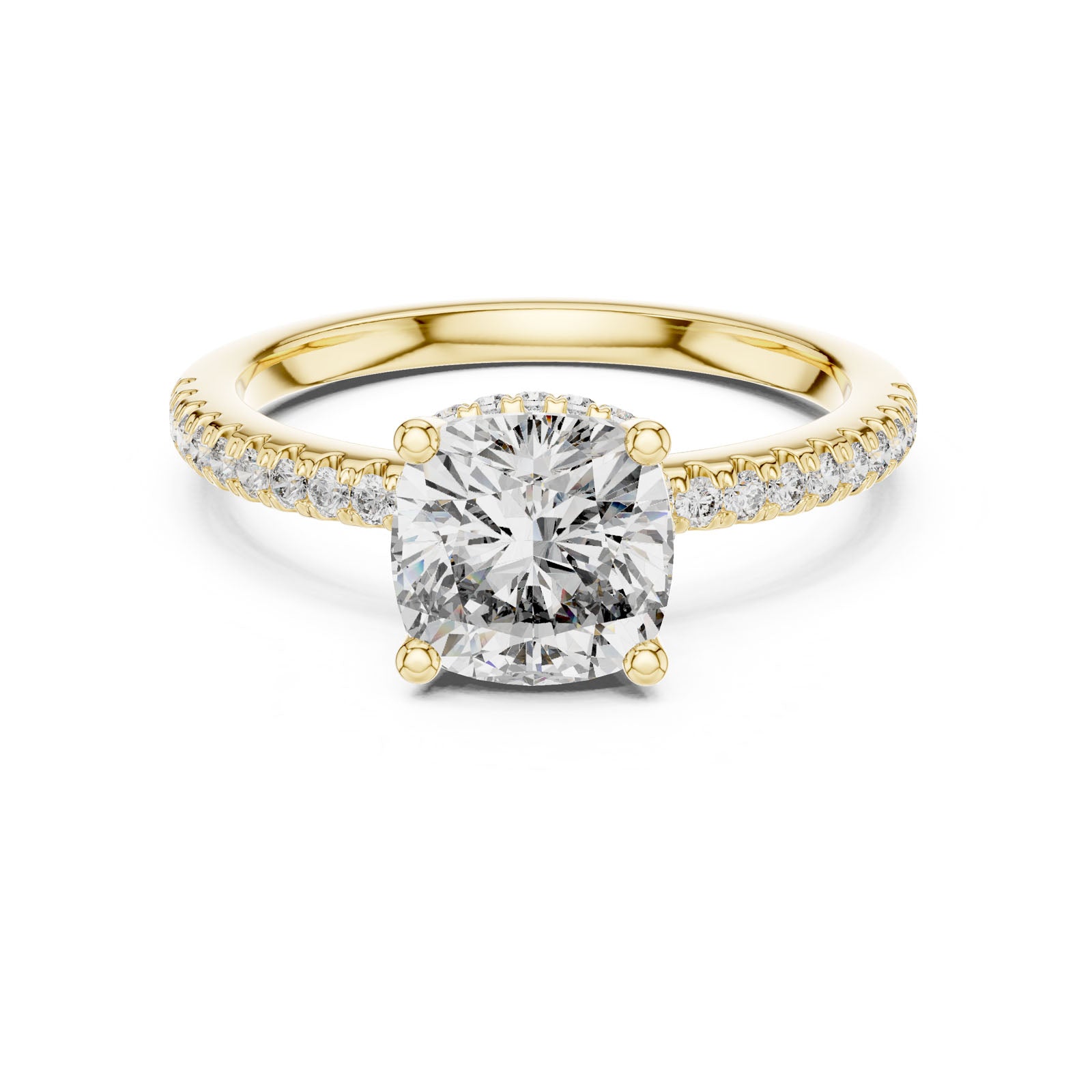 2.30 Ct. Cushion Cut Diamond Ring with Hidden Halo and Pavé Band (DDLR-177) 11