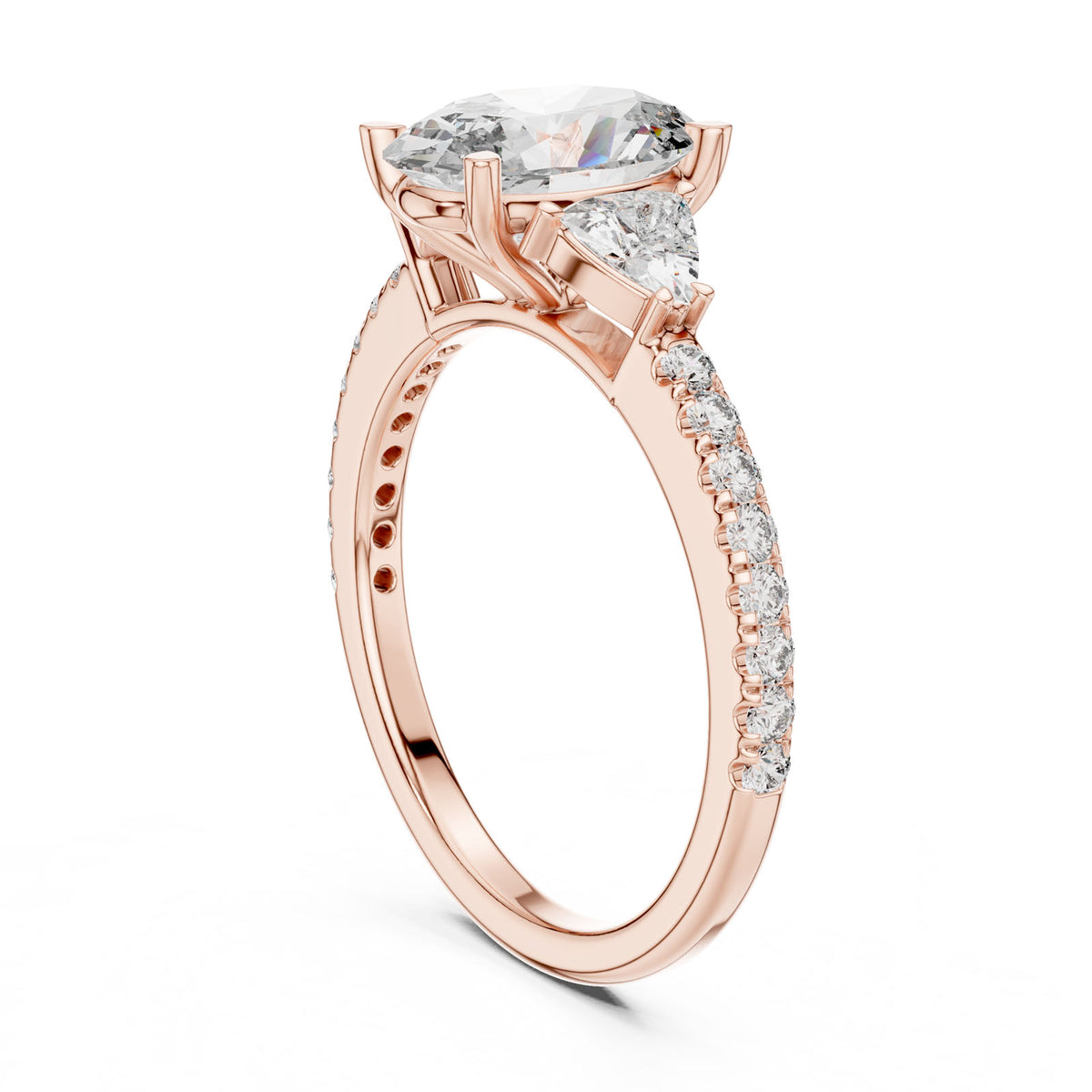 2.36 Ct. Oval Diamond Ring with Trillion Side Stones and Pavé Band (DDLR-184) 12
