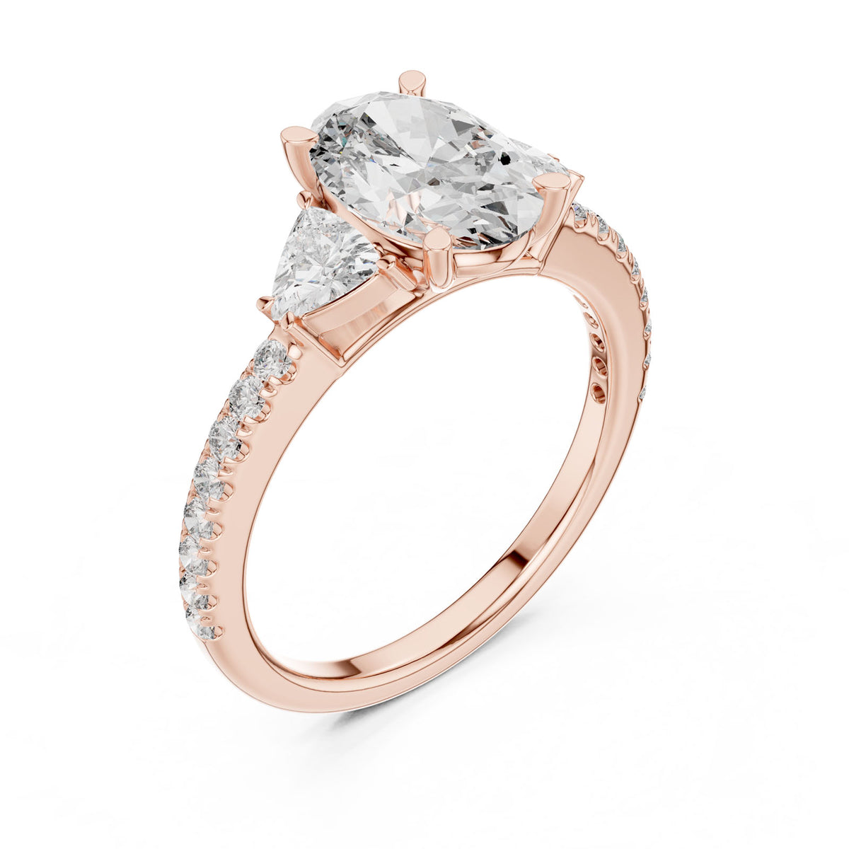 2.36 Ct. Oval Diamond Ring with Trillion Side Stones and Pavé Band (DDLR-184) 13