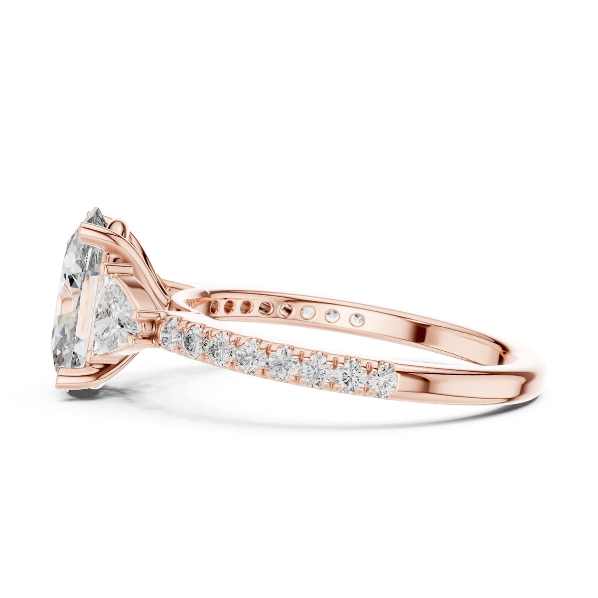 2.36 Ct. Oval Diamond Ring with Trillion Side Stones and Pavé Band (DDLR-184) 4