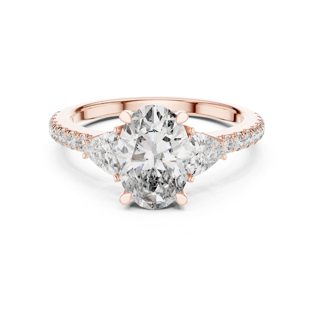 2.36 Ct. Oval Diamond Ring with Trillion Side Stones and Pavé Band (DDLR-184) 5
