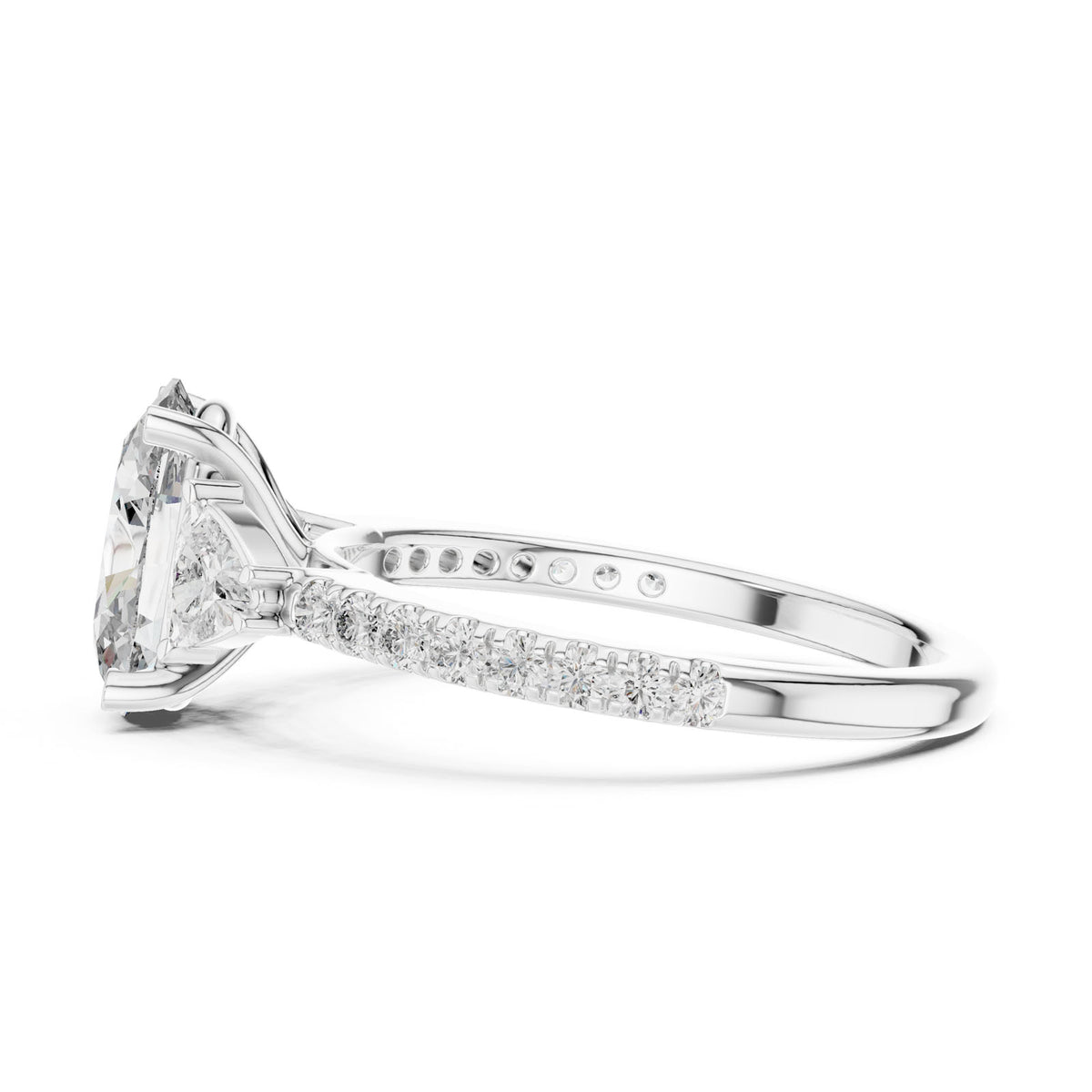 2.36 Ct. Oval Diamond Ring with Trillion Side Stones and Pavé Band (DDLR-184) 8