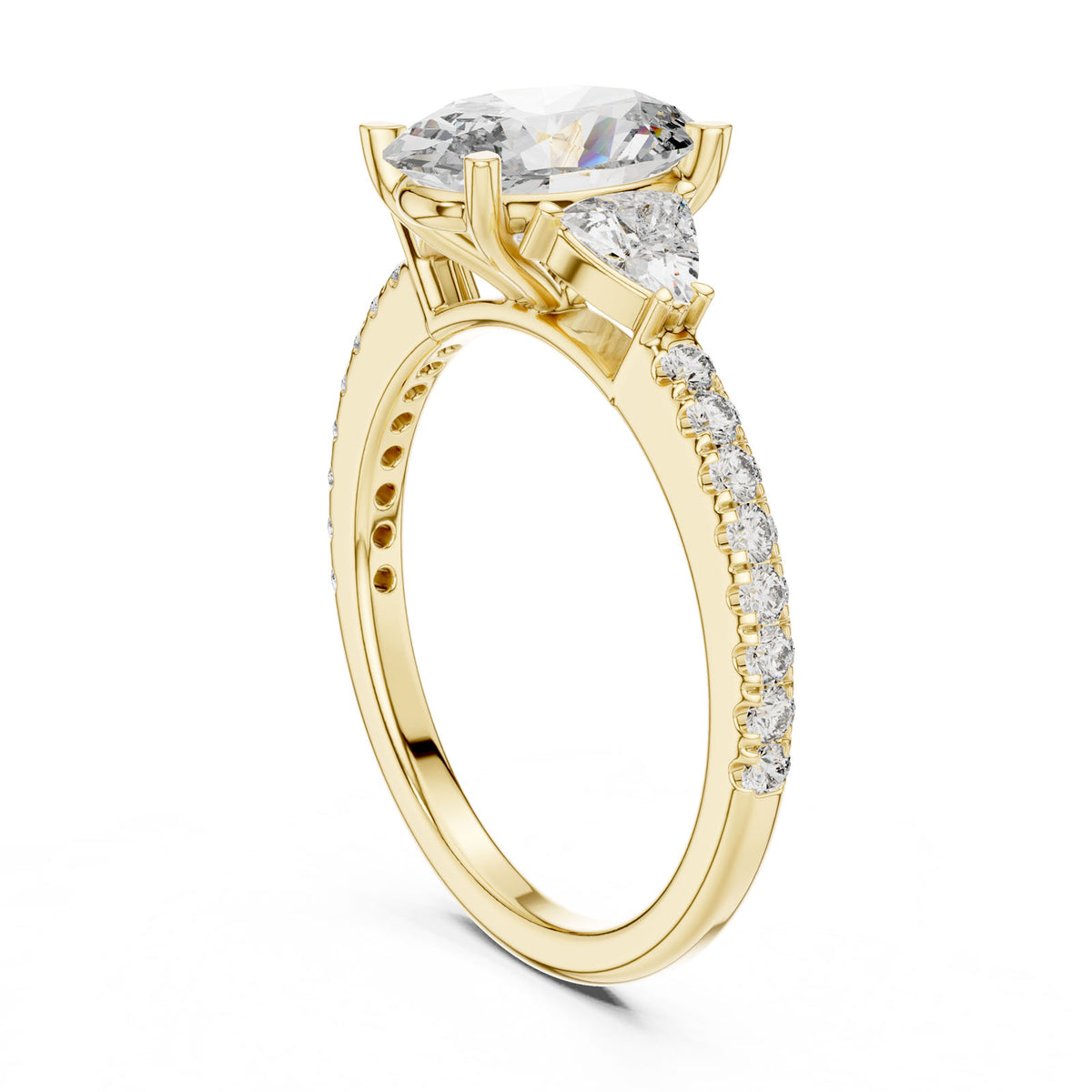 2.36 Ct. Oval Diamond Ring with Trillion Side Stones and Pavé Band (DDLR-184) 9