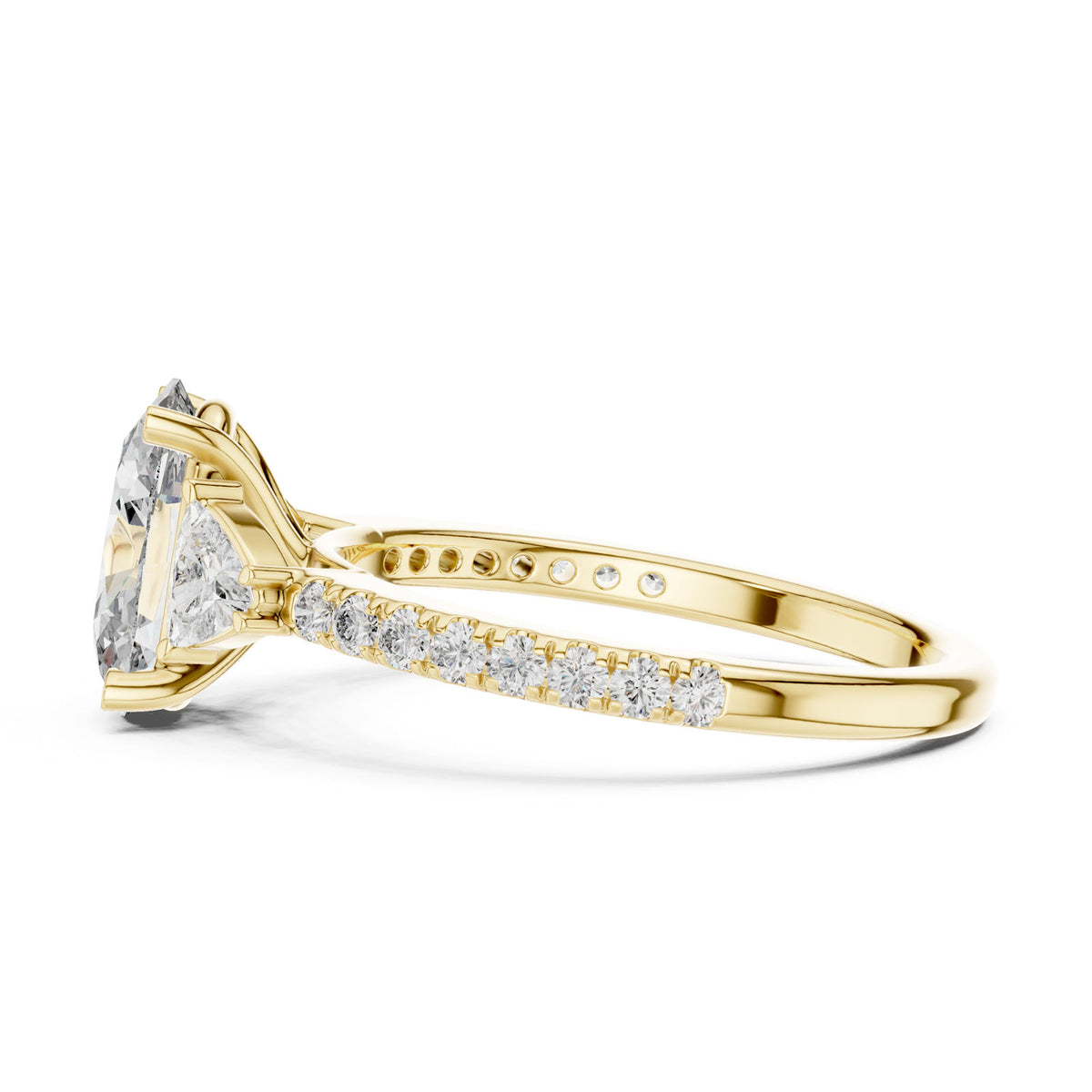 2.36 Ct. Oval Diamond Ring with Trillion Side Stones and Pavé Band (DDLR-184) 10