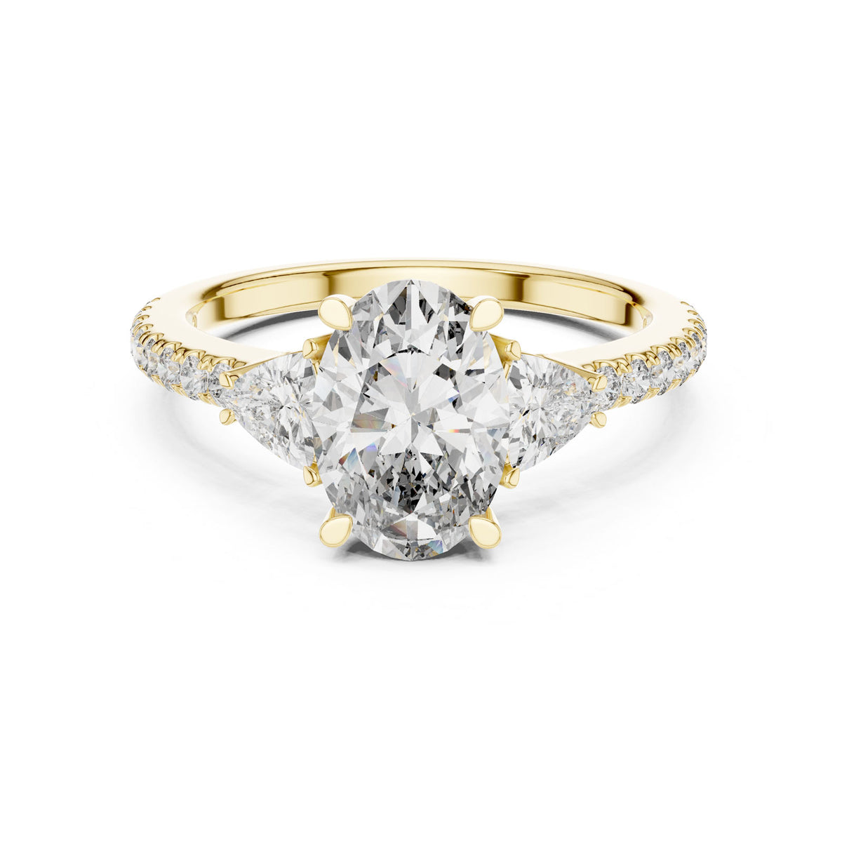 2.36 Ct. Oval Diamond Ring with Trillion Side Stones and Pavé Band (DDLR-184) 11