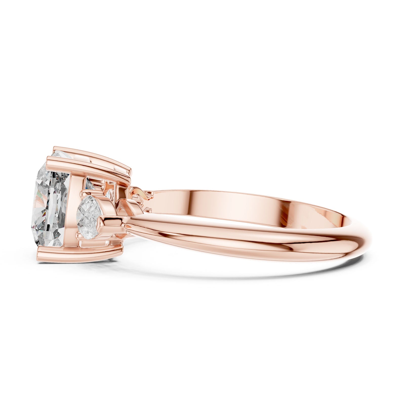 2.74 Ct. Cushion Diamond Ring with Pear Side Stones (DDLR-196) 4