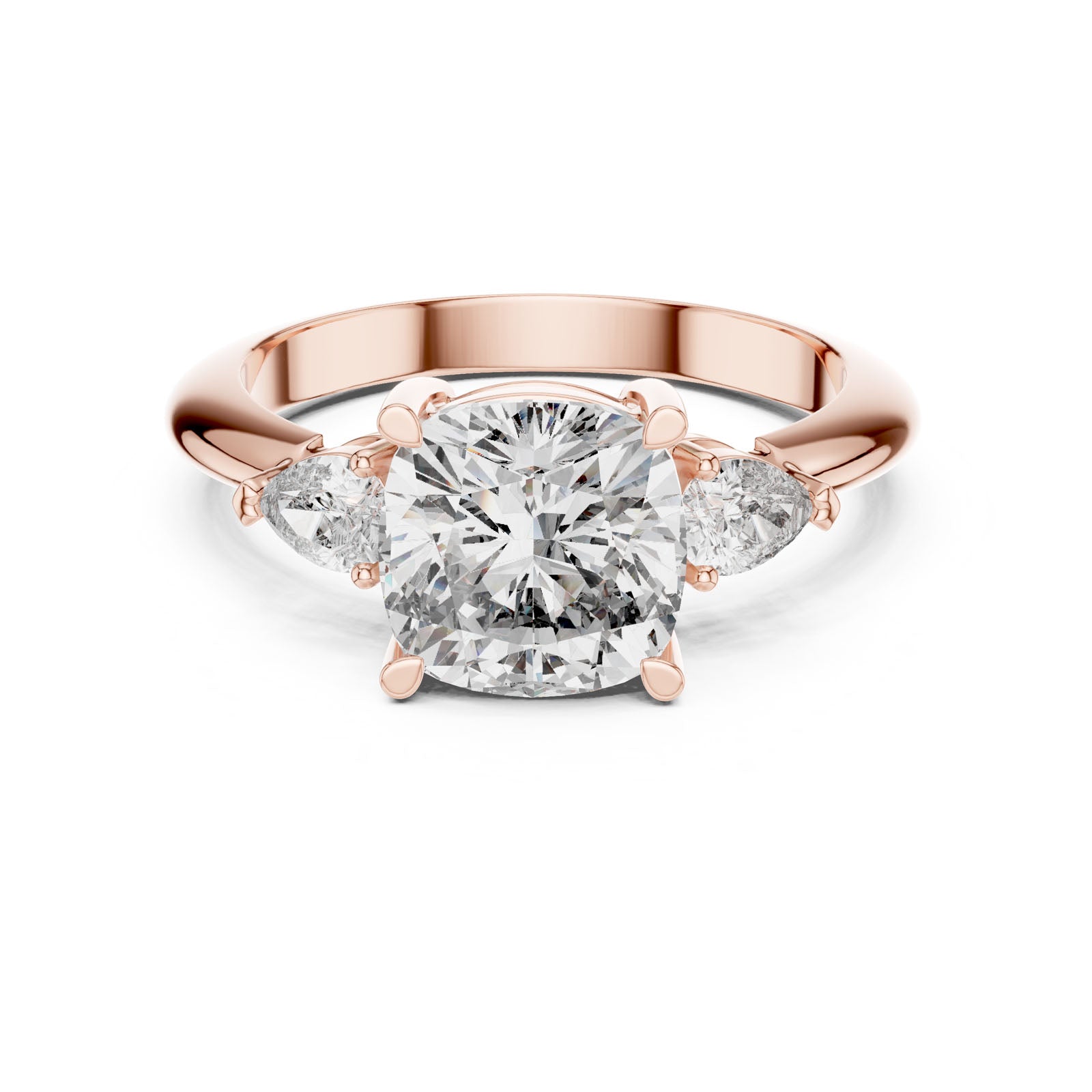2.74 Ct. Cushion Diamond Ring with Pear Side Stones (DDLR-196) 5
