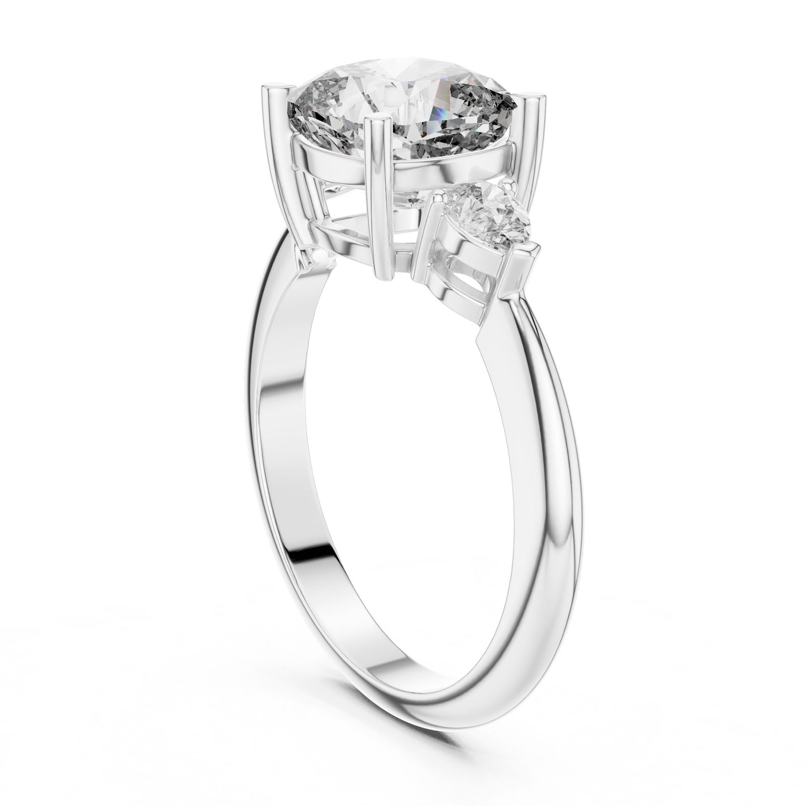 2.74 Ct. Cushion Diamond Ring with Pear Side Stones (DDLR-196) 6