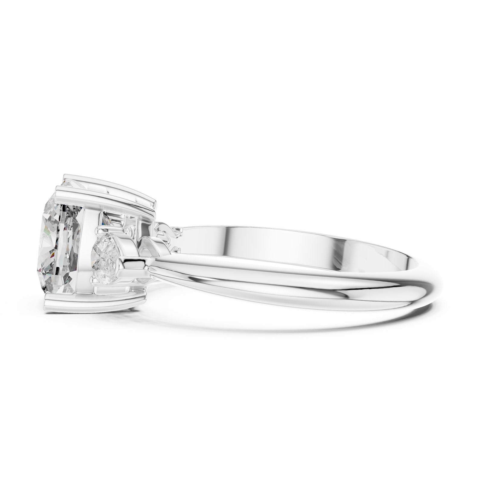 2.74 Ct. Cushion Diamond Ring with Pear Side Stones (DDLR-196) 8