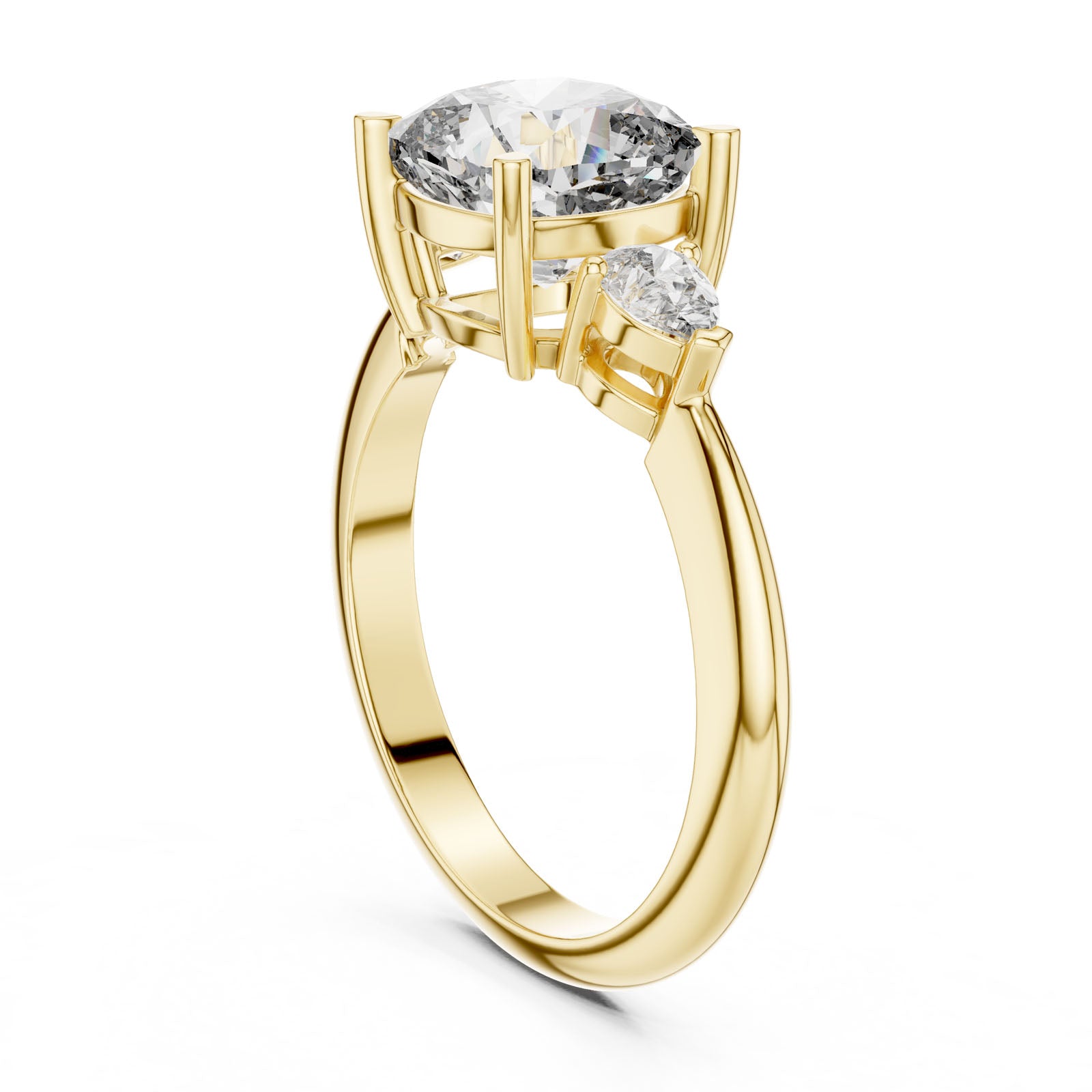 2.74 Ct. Cushion Diamond Ring with Pear Side Stones (DDLR-196) 9
