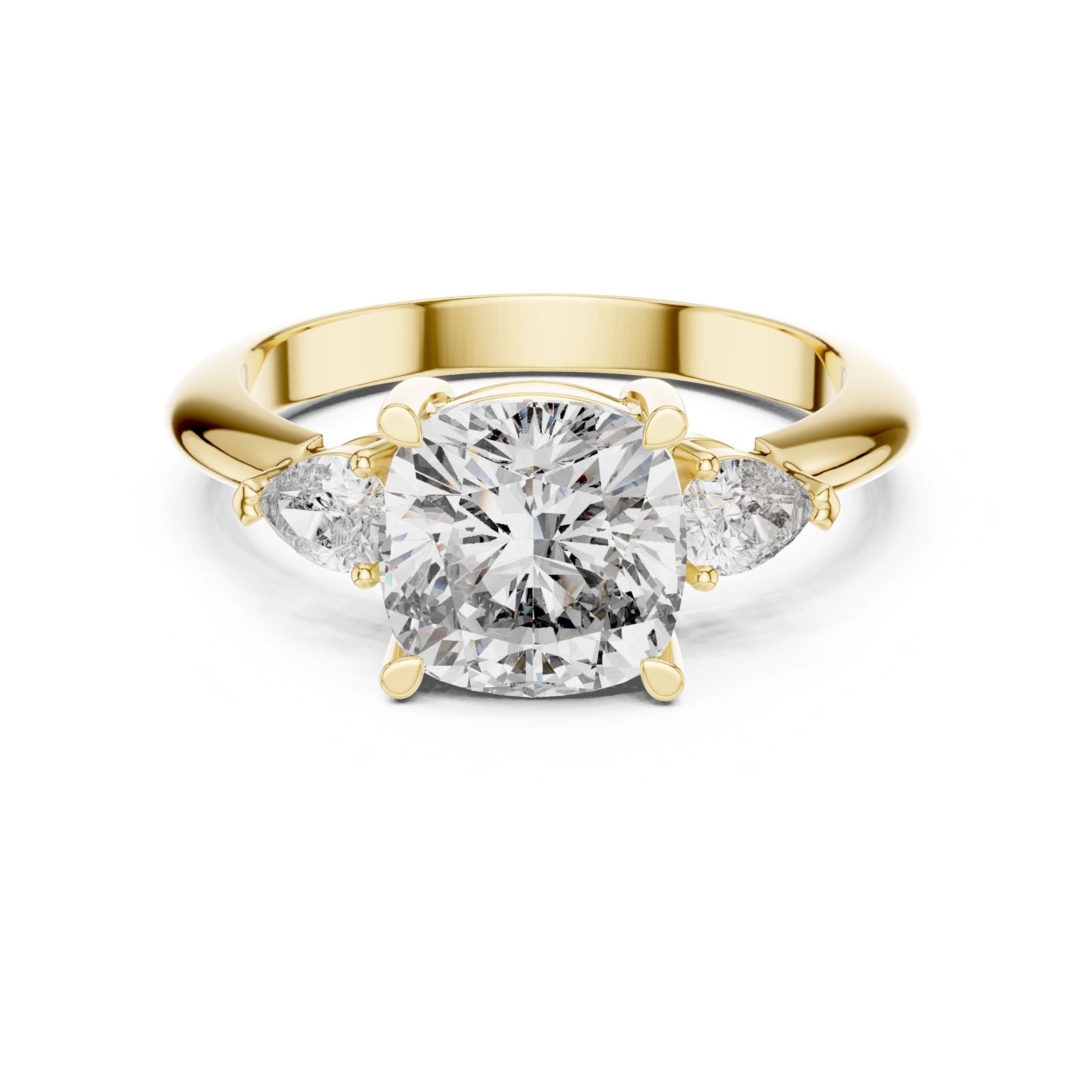 2.74 Ct. Cushion Diamond Ring with Pear Side Stones (DDLR-196) 11