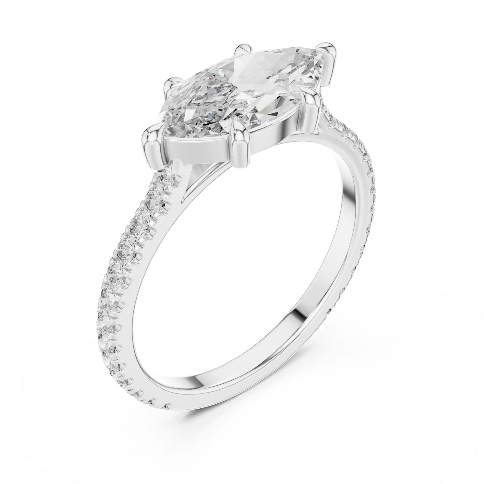 2.14 Ct. Marquise Diamond Ring with Pavé Bands (DDLR-201) 7