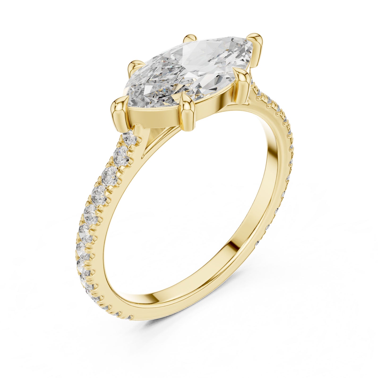 2.14 Ct. Marquise Diamond Ring with Pavé Bands (DDLR-201)