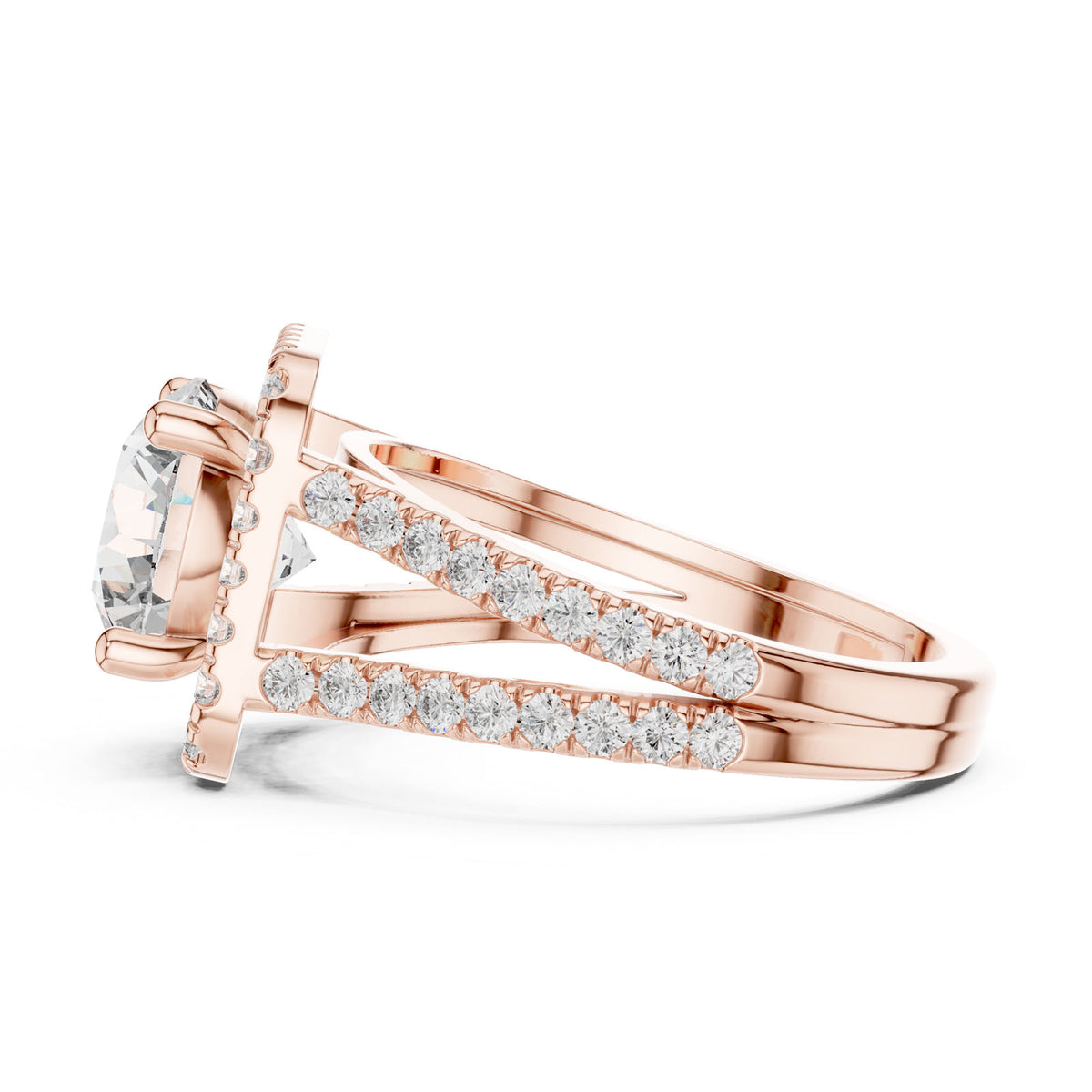 2.82 Ct. Round Diamond Ring with Double Pavé Halo and Split Shank (DDLR-203) 4
