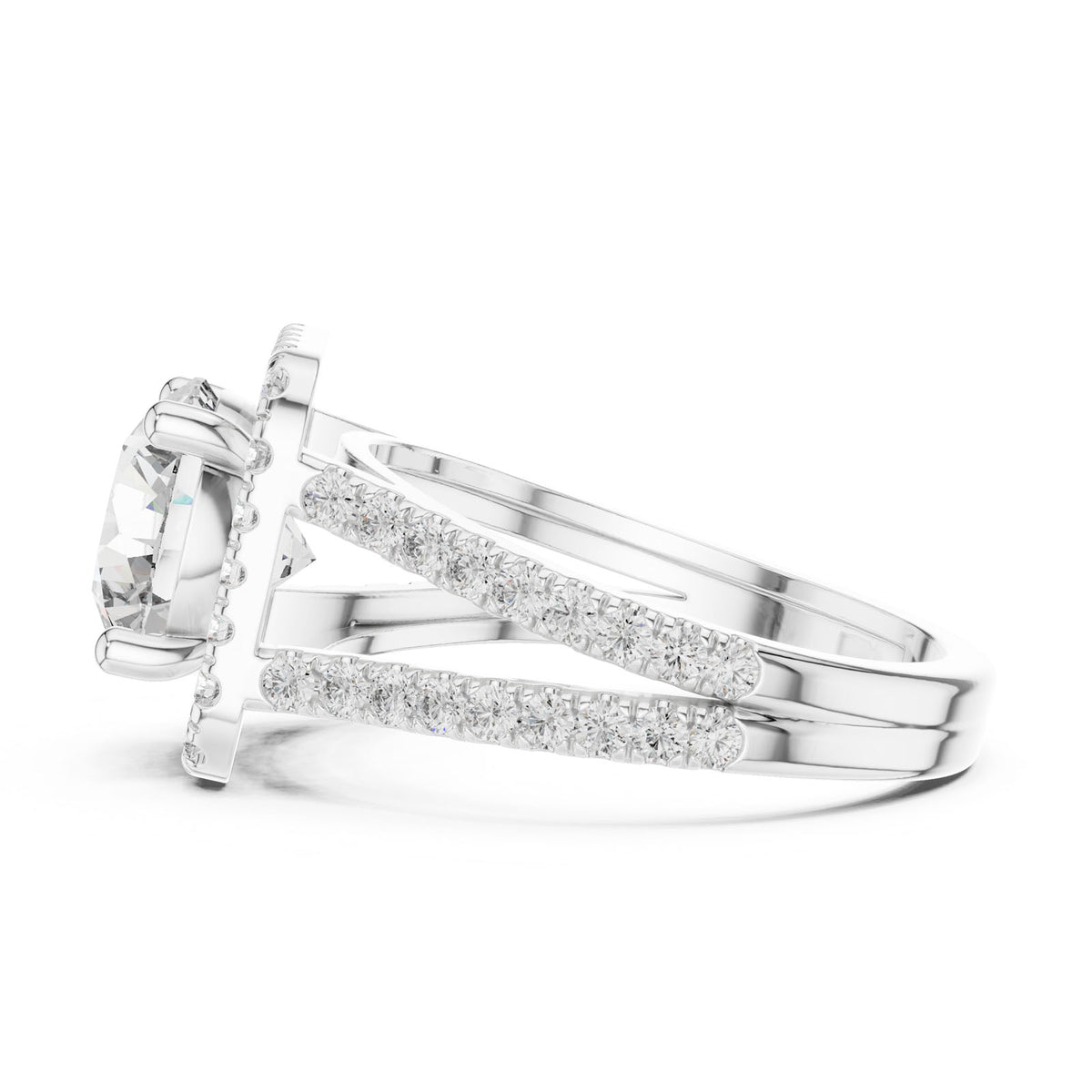 2.82 Ct. Round Diamond Ring with Double Pavé Halo and Split Shank (DDLR-203) 6