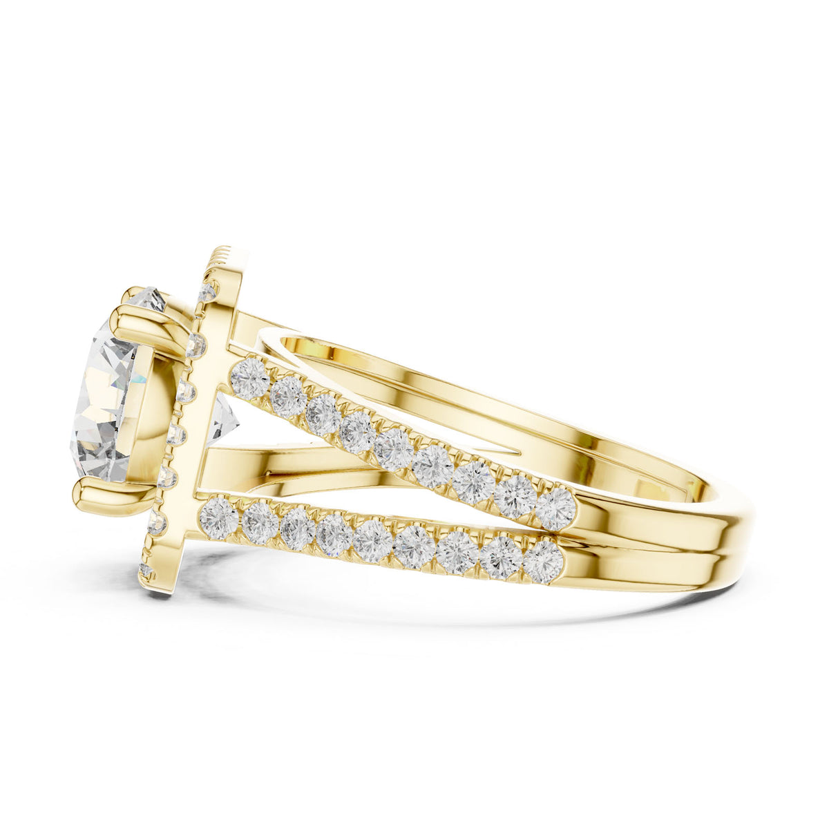 2.82 Ct. Round Diamond Ring with Double Pavé Halo and Split Shank (DDLR-203) 8