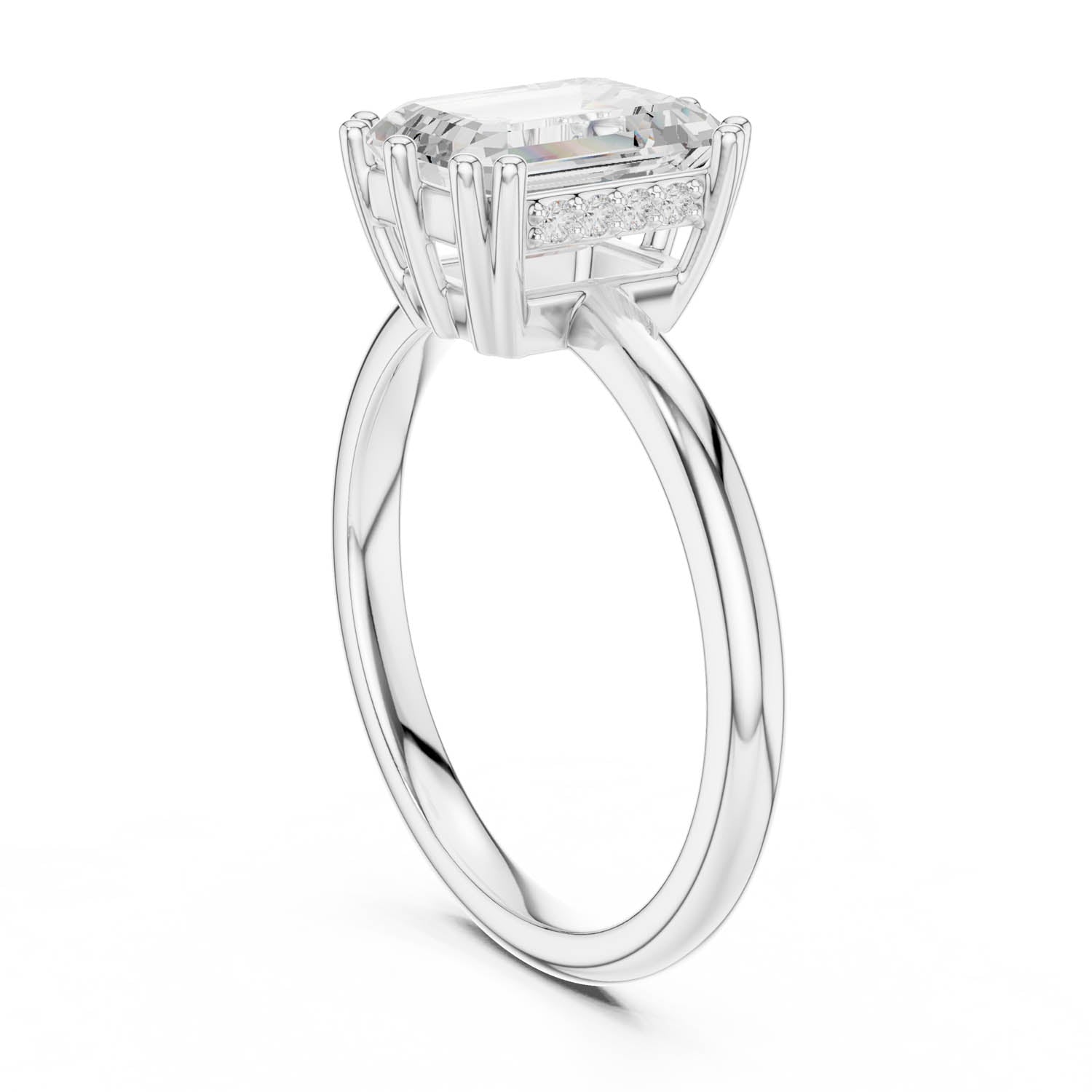 2.05 Ct. Emerald Cut Diamond Ring with Hidden Halo (DDLR-254 - R00847-EM) 12