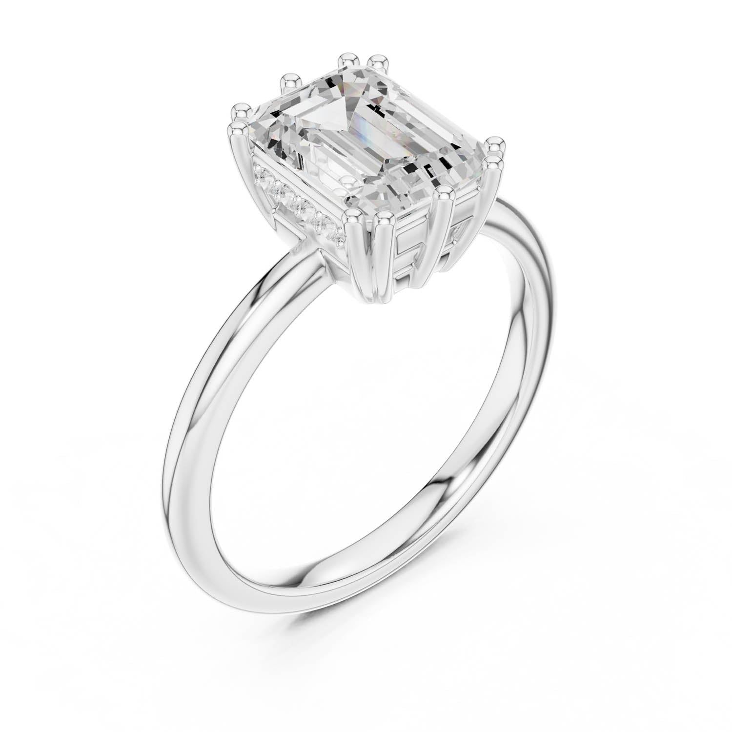 2.05 Ct. Emerald Cut Diamond Ring with Hidden Halo (DDLR-254 - R00847-EM) 13